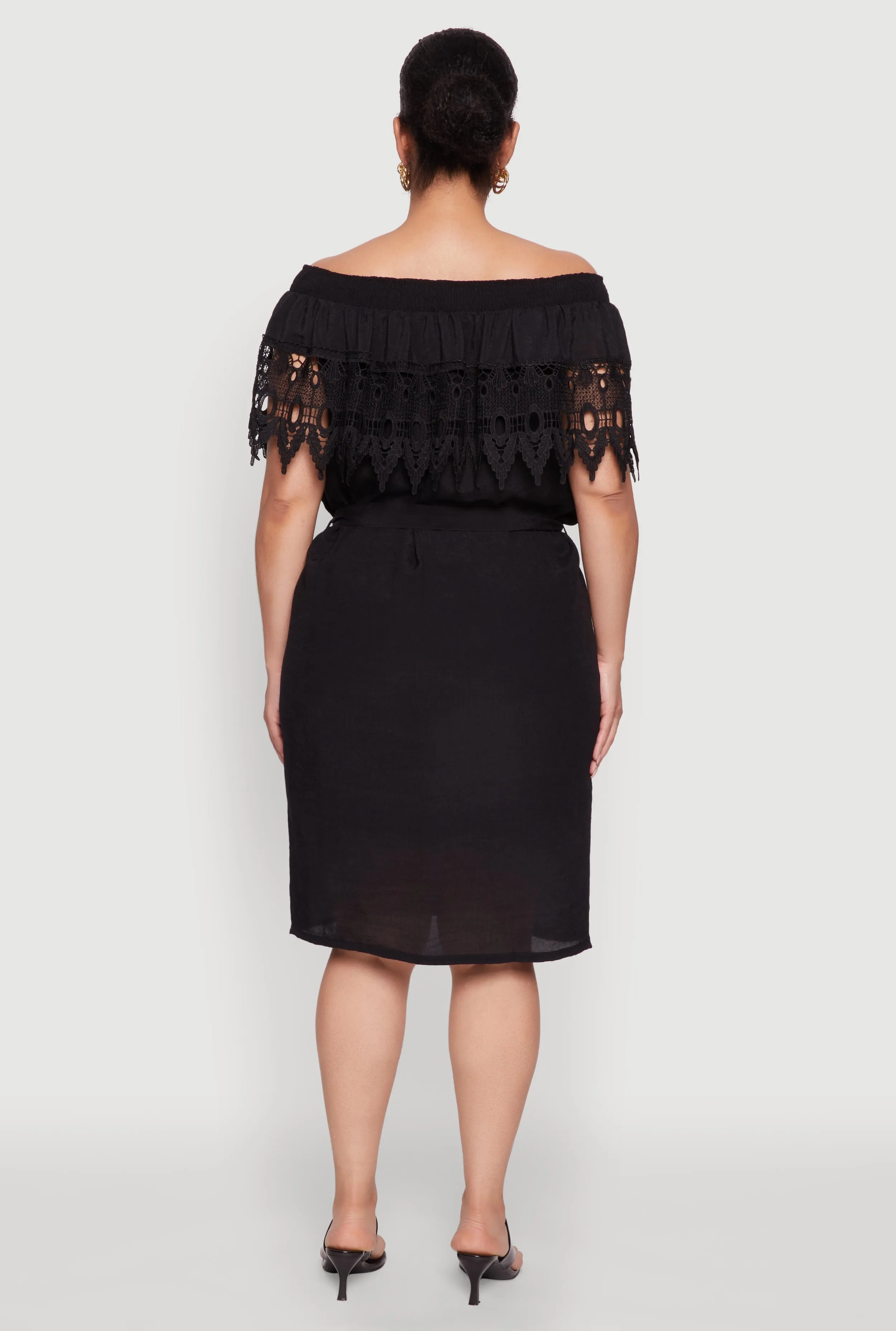 Plus Size Crochet Overlay Off The Shoulder Dress sold by Rainbow product image thumbnail 5