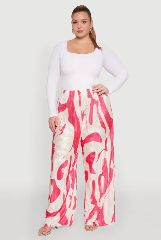 Plus Size Plisse Printed Palazzo Pants sold by Rainbow