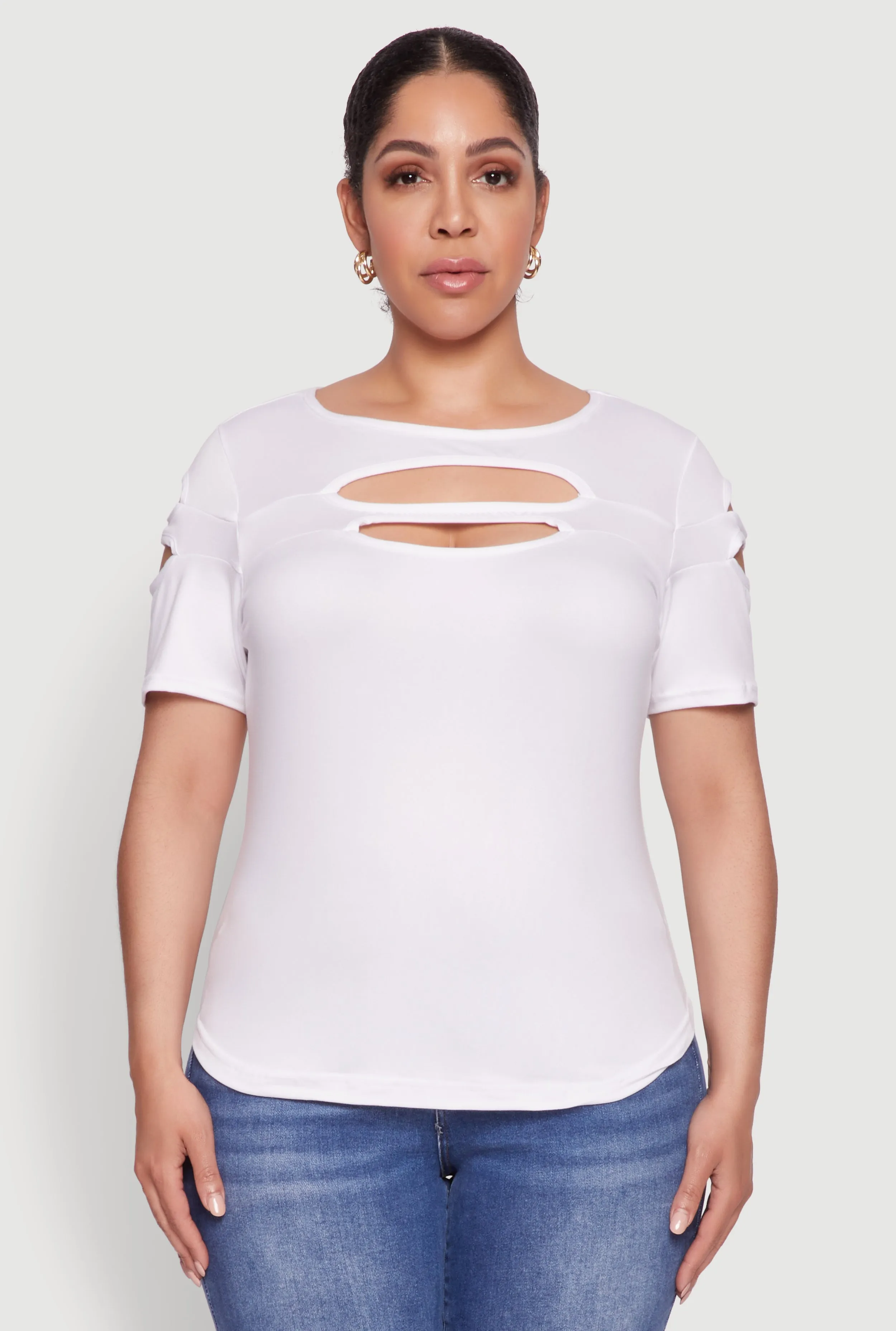 Plus Size Cut Out Crew Neck Tee sold by Rainbow product image thumbnail 2