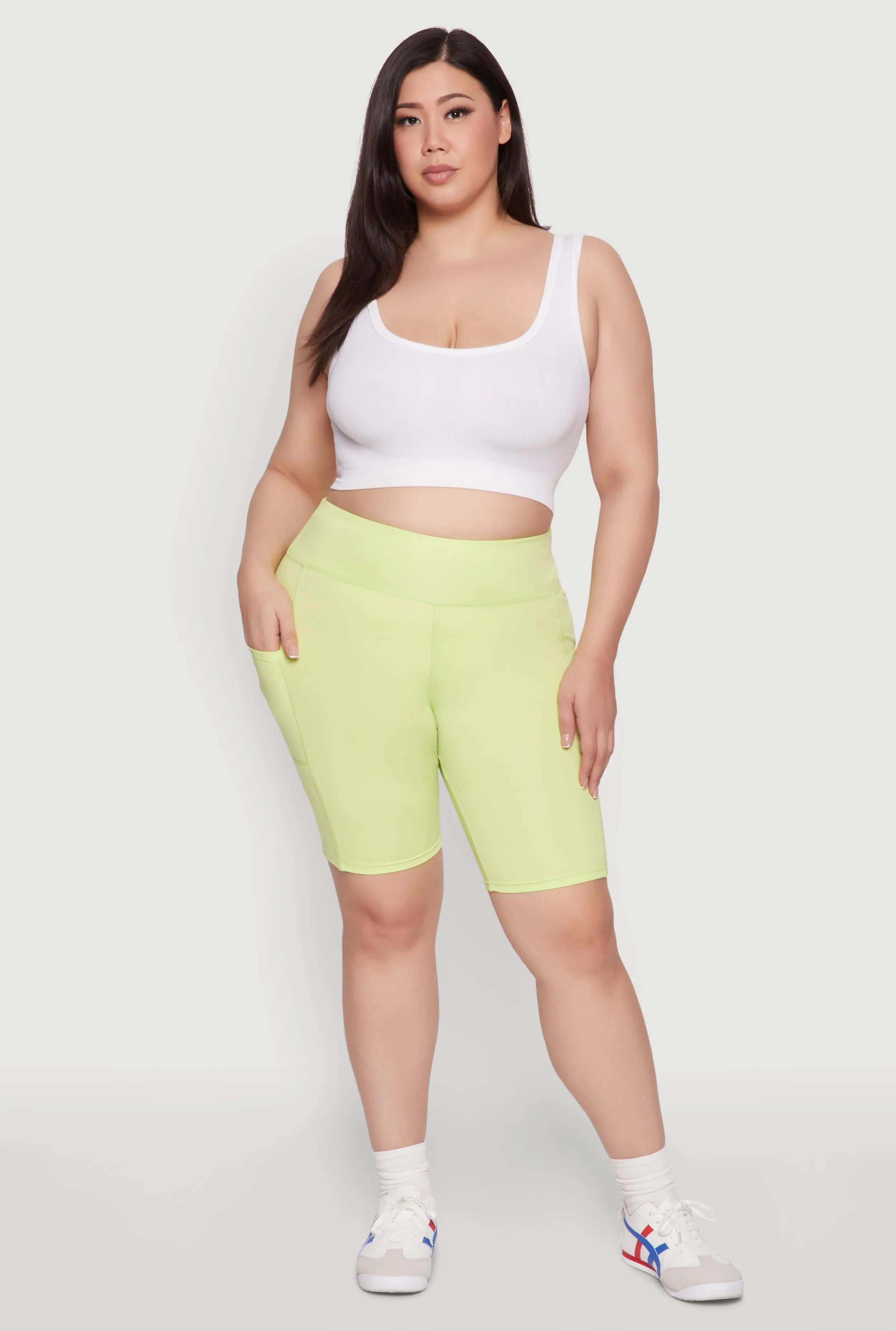 Plus Size Cell Phone Pocket High Waisted Biker Shorts sold by Rainbow