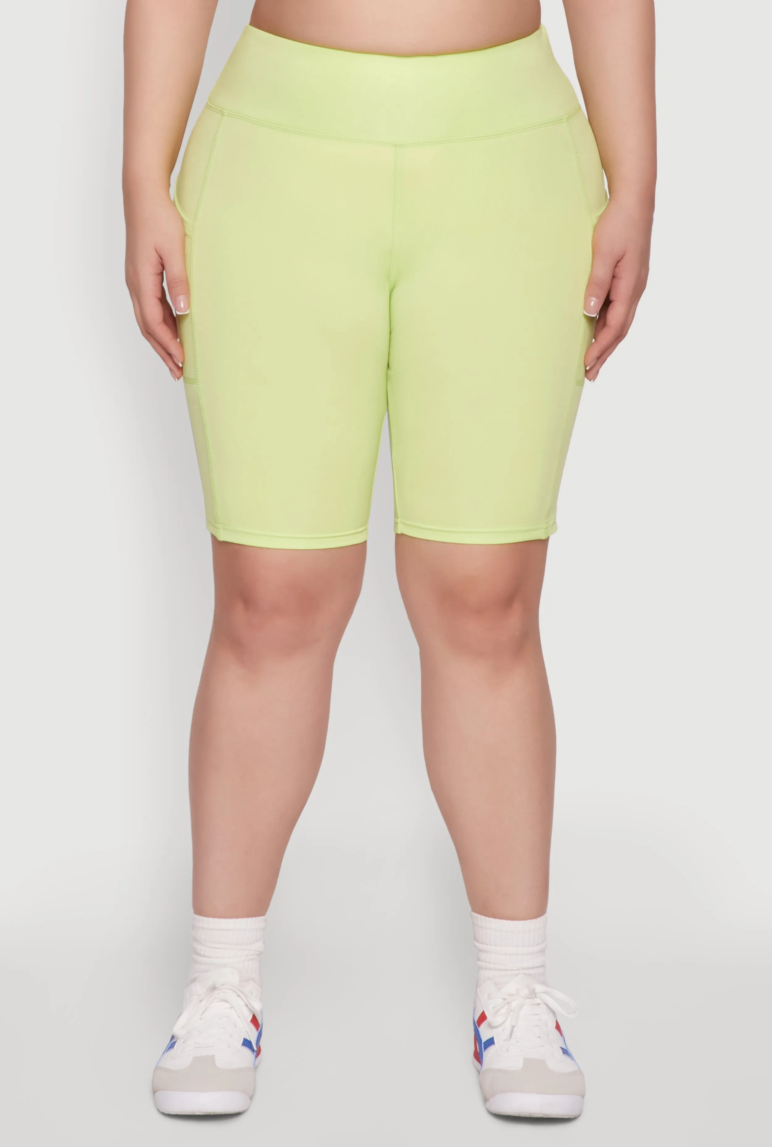 Plus Size Cell Phone Pocket High Waisted Biker Shorts sold by Rainbow product image thumbnail 5