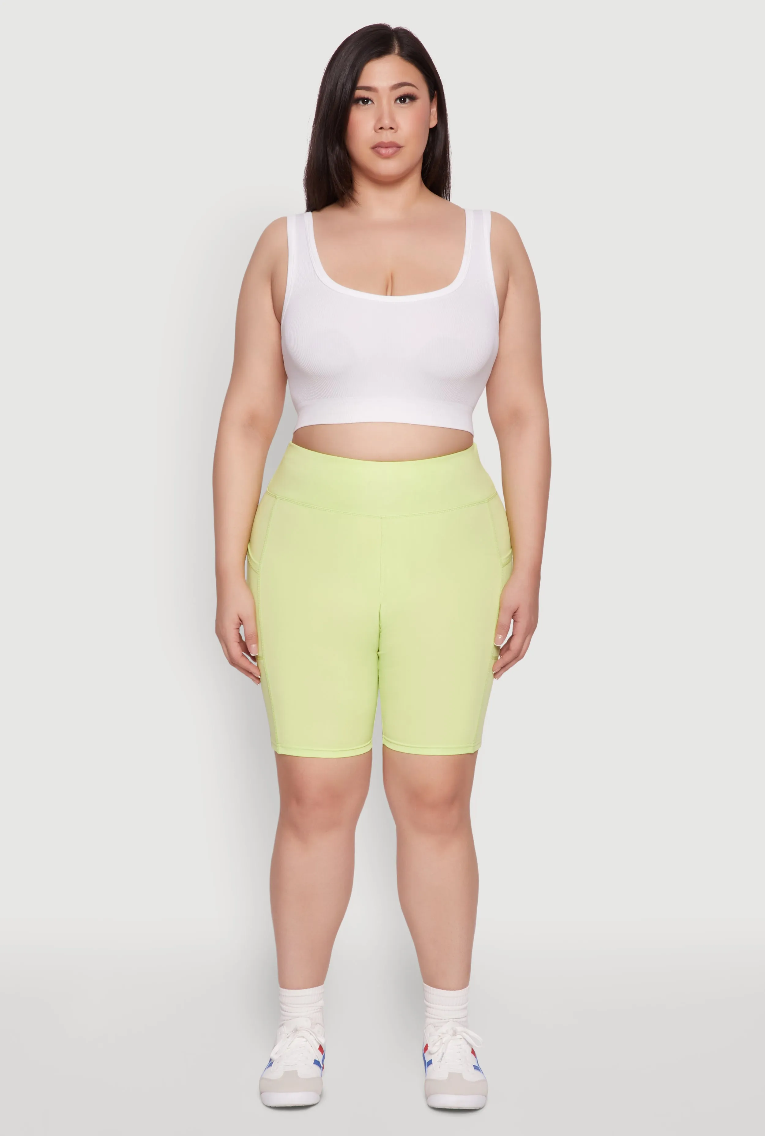 Plus Size Cell Phone Pocket High Waisted Biker Shorts sold by Rainbow product image thumbnail 2