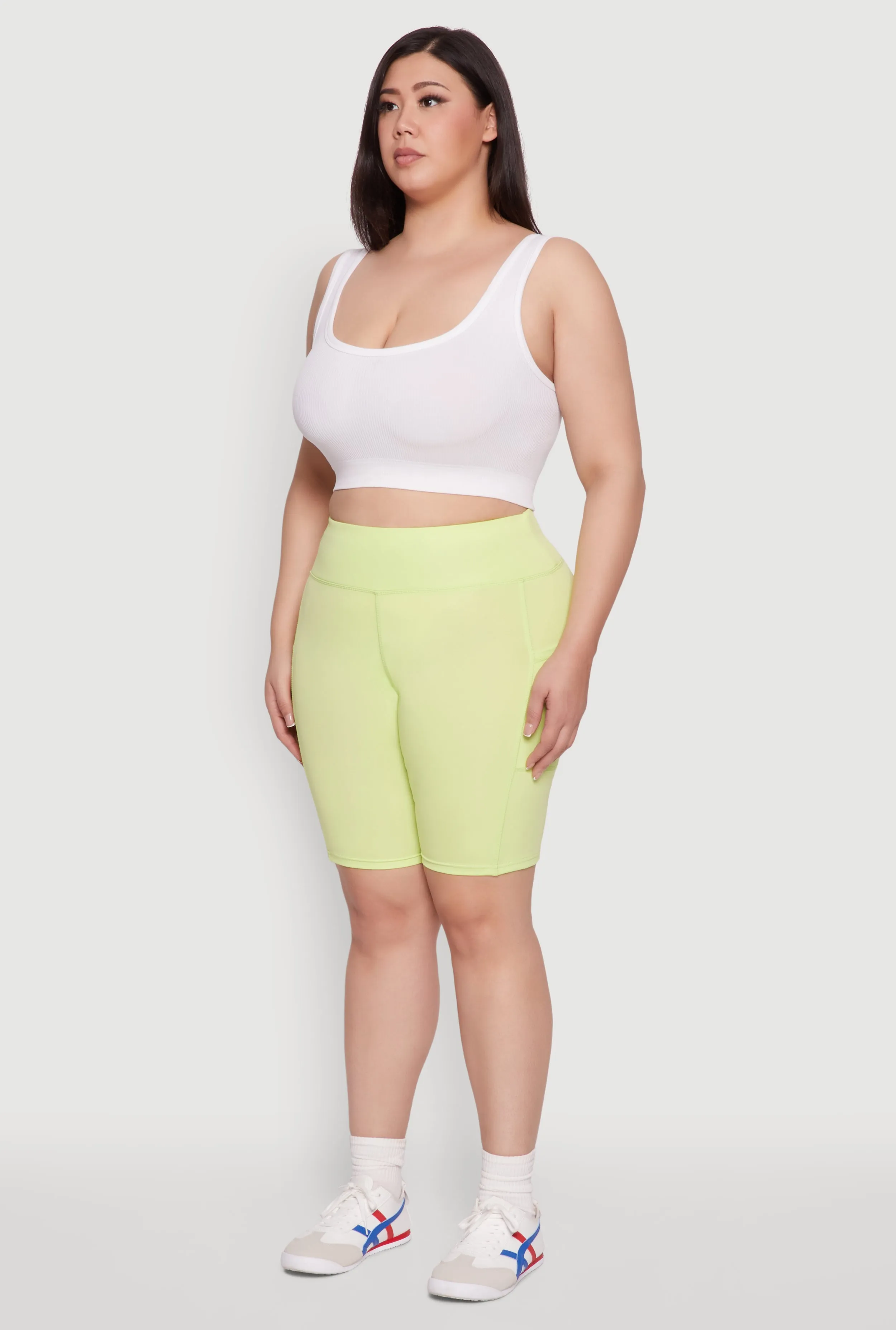 Plus Size Cell Phone Pocket High Waisted Biker Shorts sold by Rainbow product image thumbnail 3