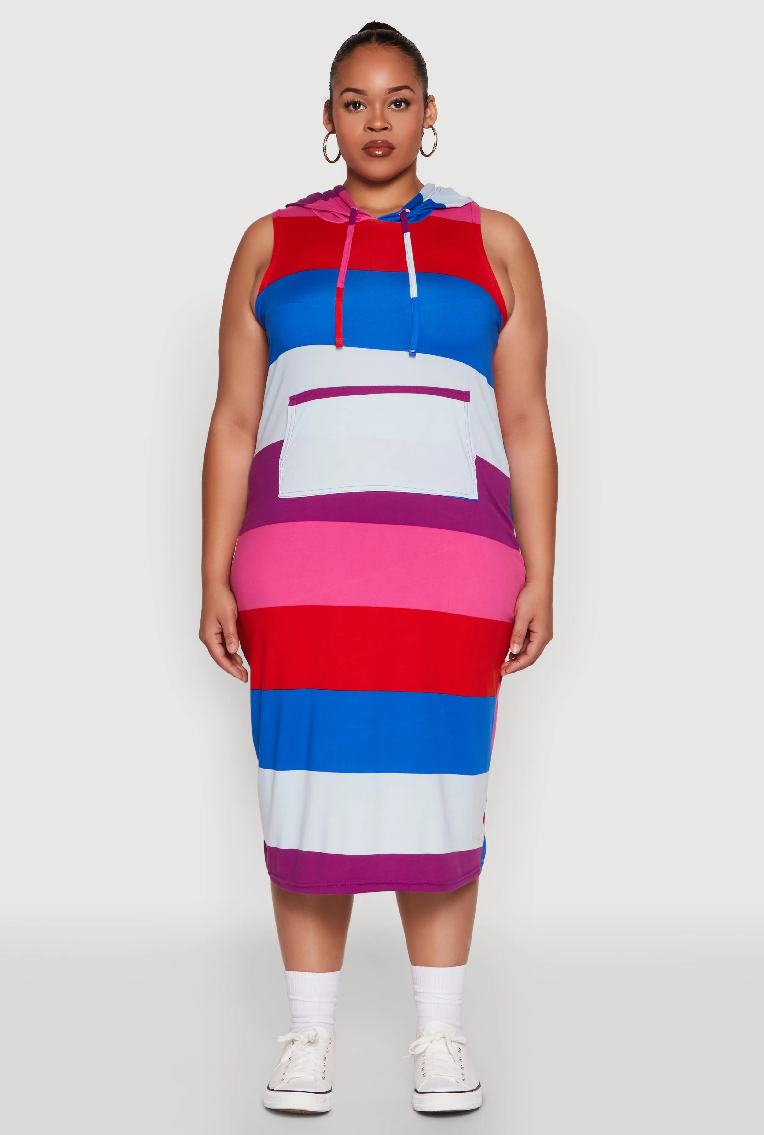 Plus Size Color Blocked Hooded Tank Dress sold by Rainbow product image thumbnail 2