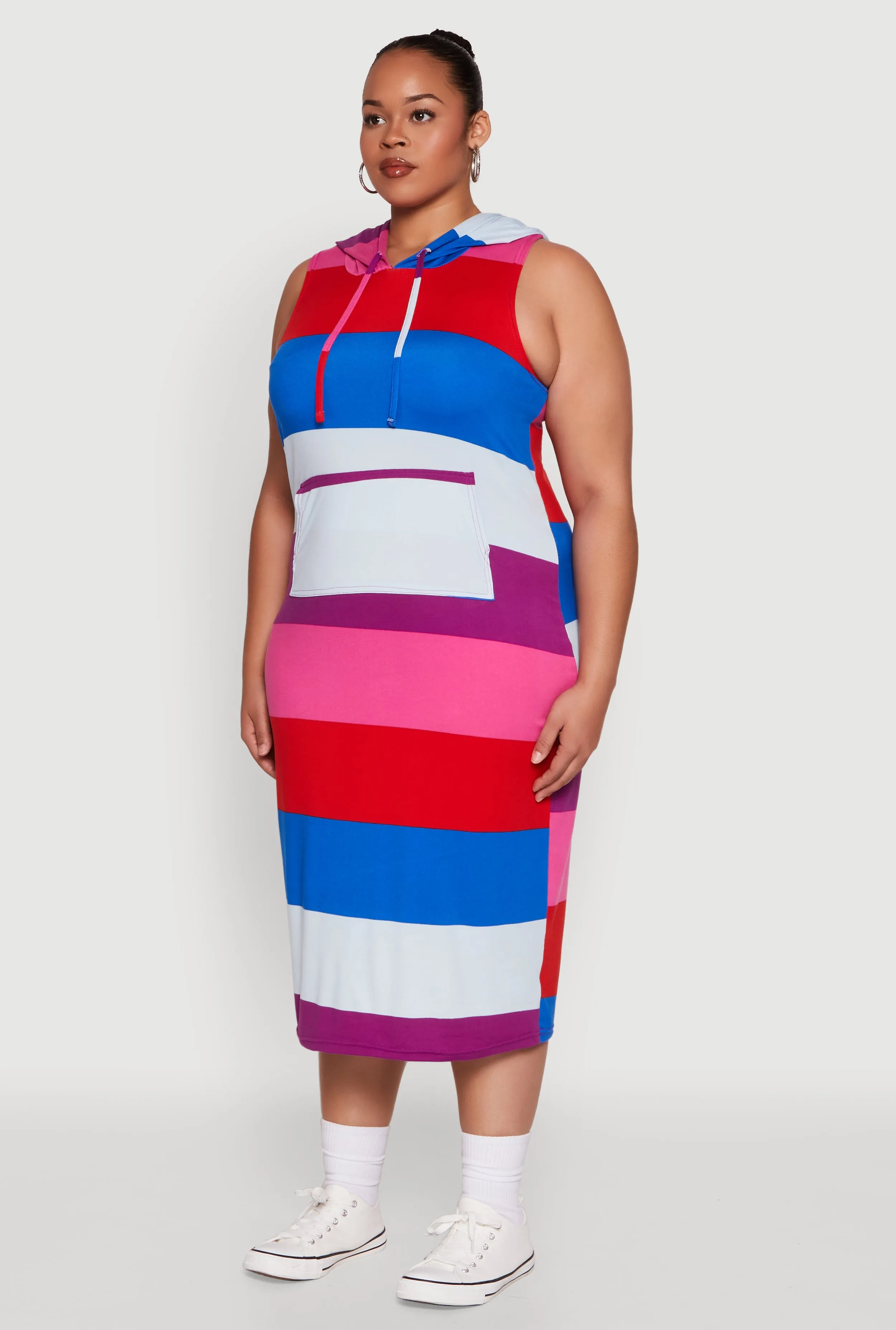 Plus Size Color Blocked Hooded Tank Dress sold by Rainbow product image thumbnail 3
