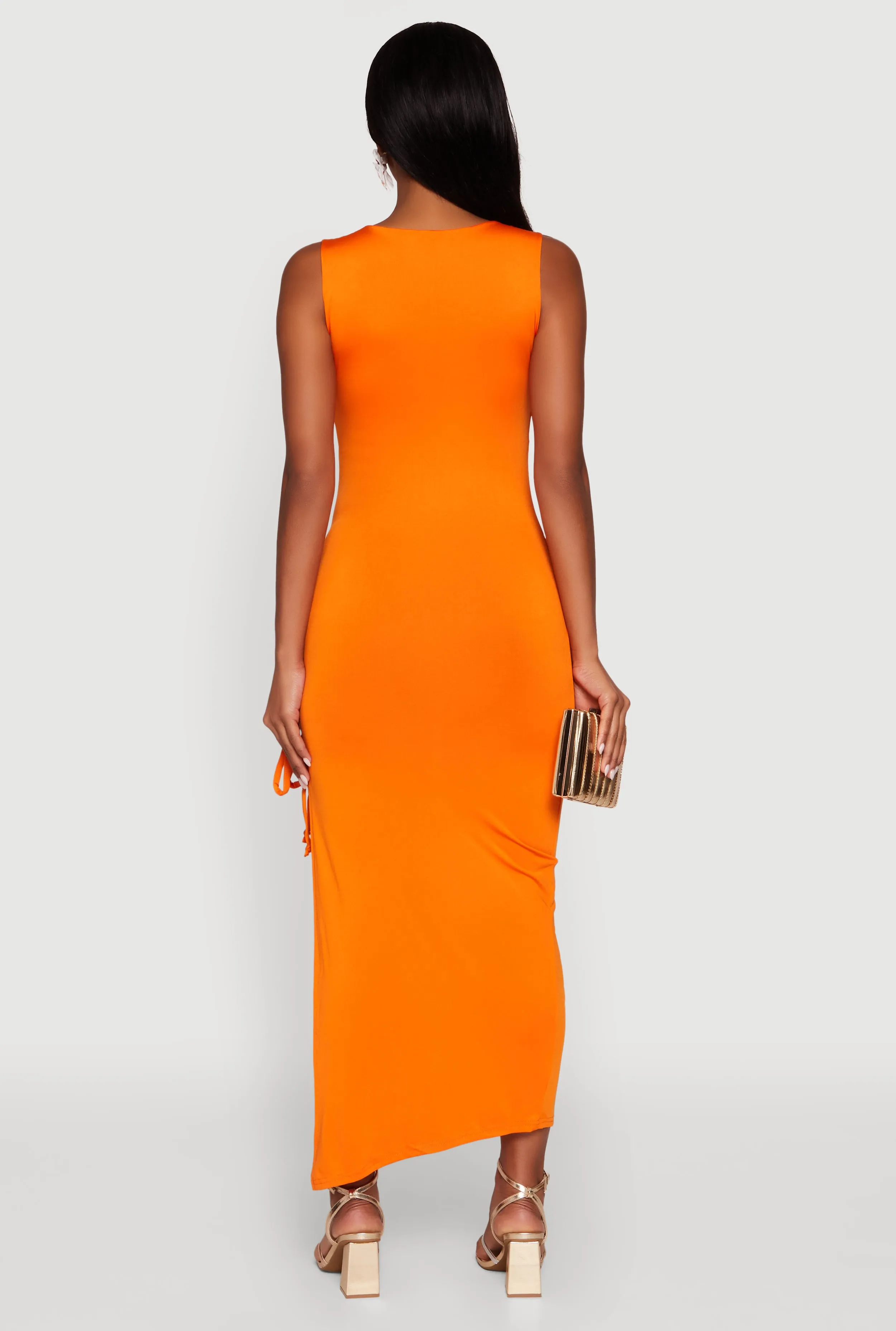 Side Slit Ruched Maxi Tank Dress sold by Rainbow product image thumbnail 5