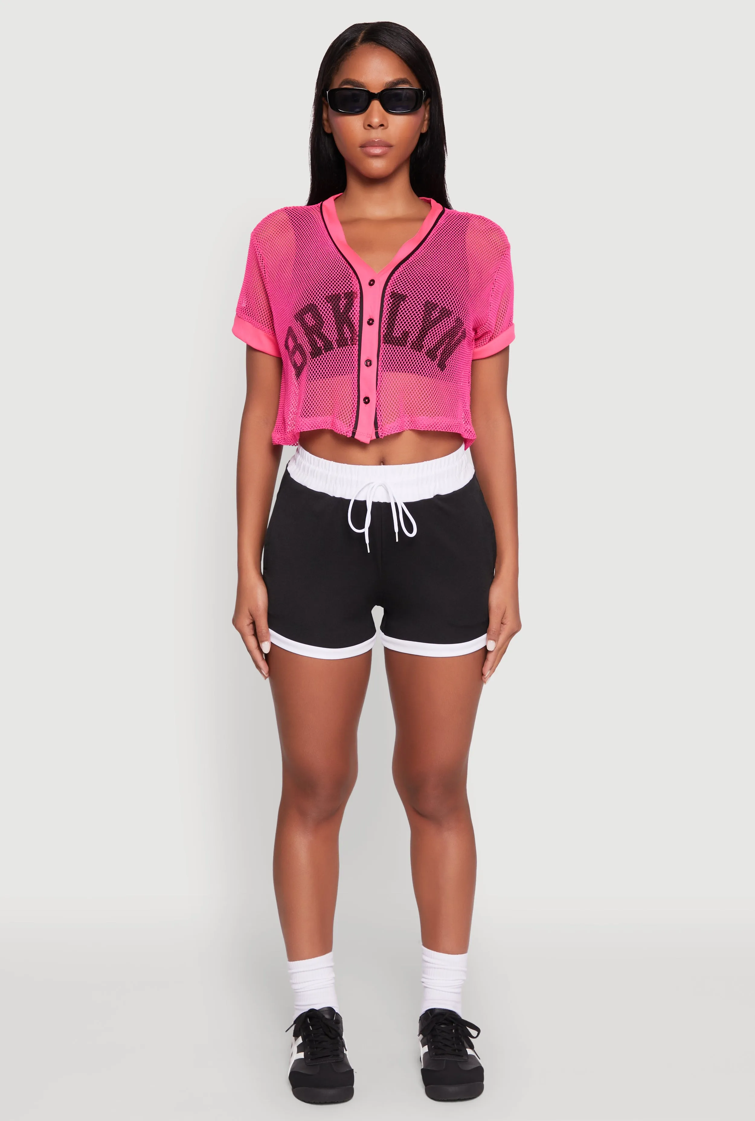 Fishnet Brklyn Graphic Cropped Baseball Tee sold by Rainbow product image thumbnail 3