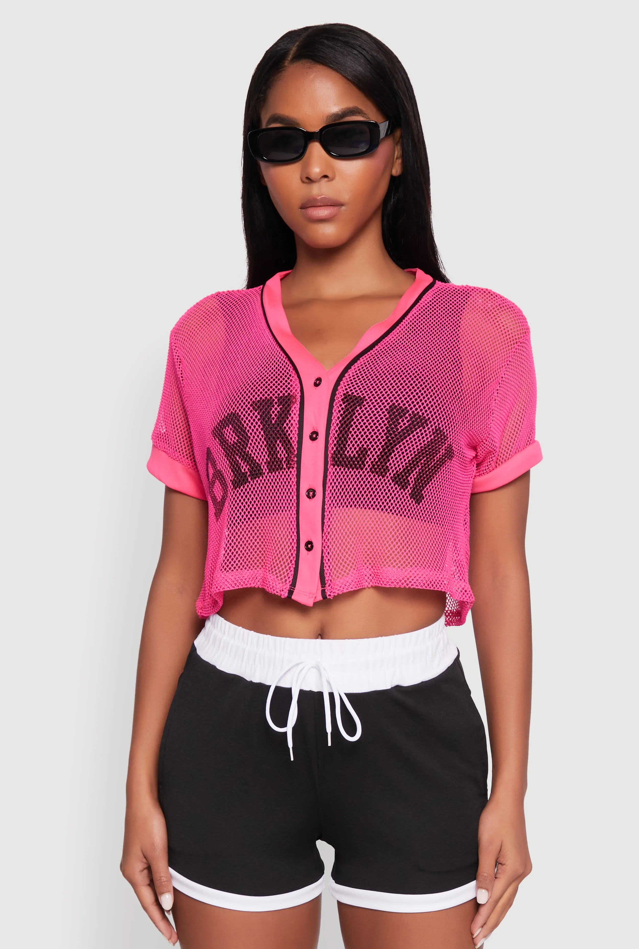 Fishnet Brklyn Graphic Cropped Baseball Tee sold by Rainbow product image thumbnail 2