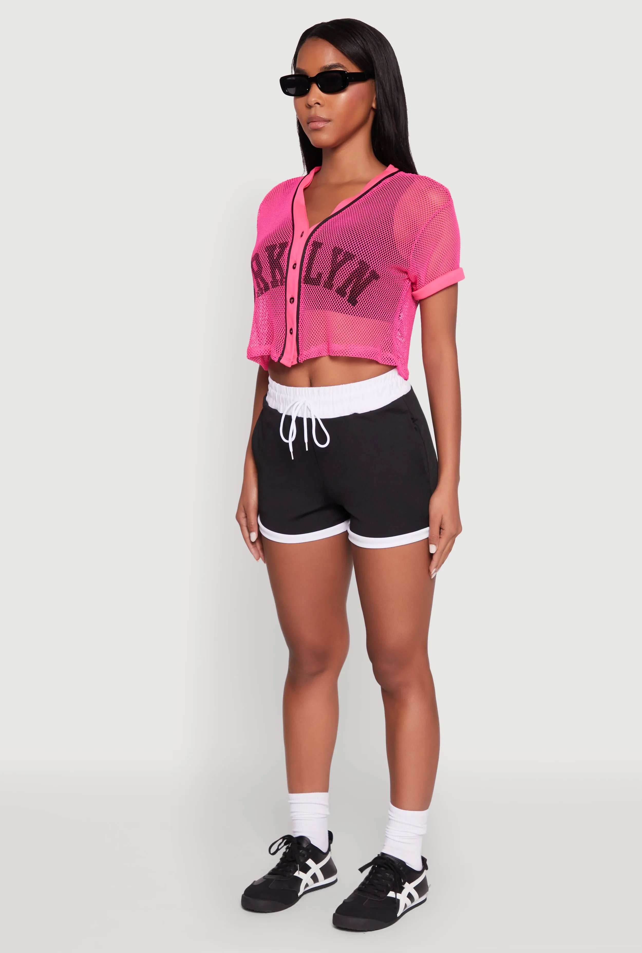 Fishnet Brklyn Graphic Cropped Baseball Tee sold by Rainbow product image thumbnail 5