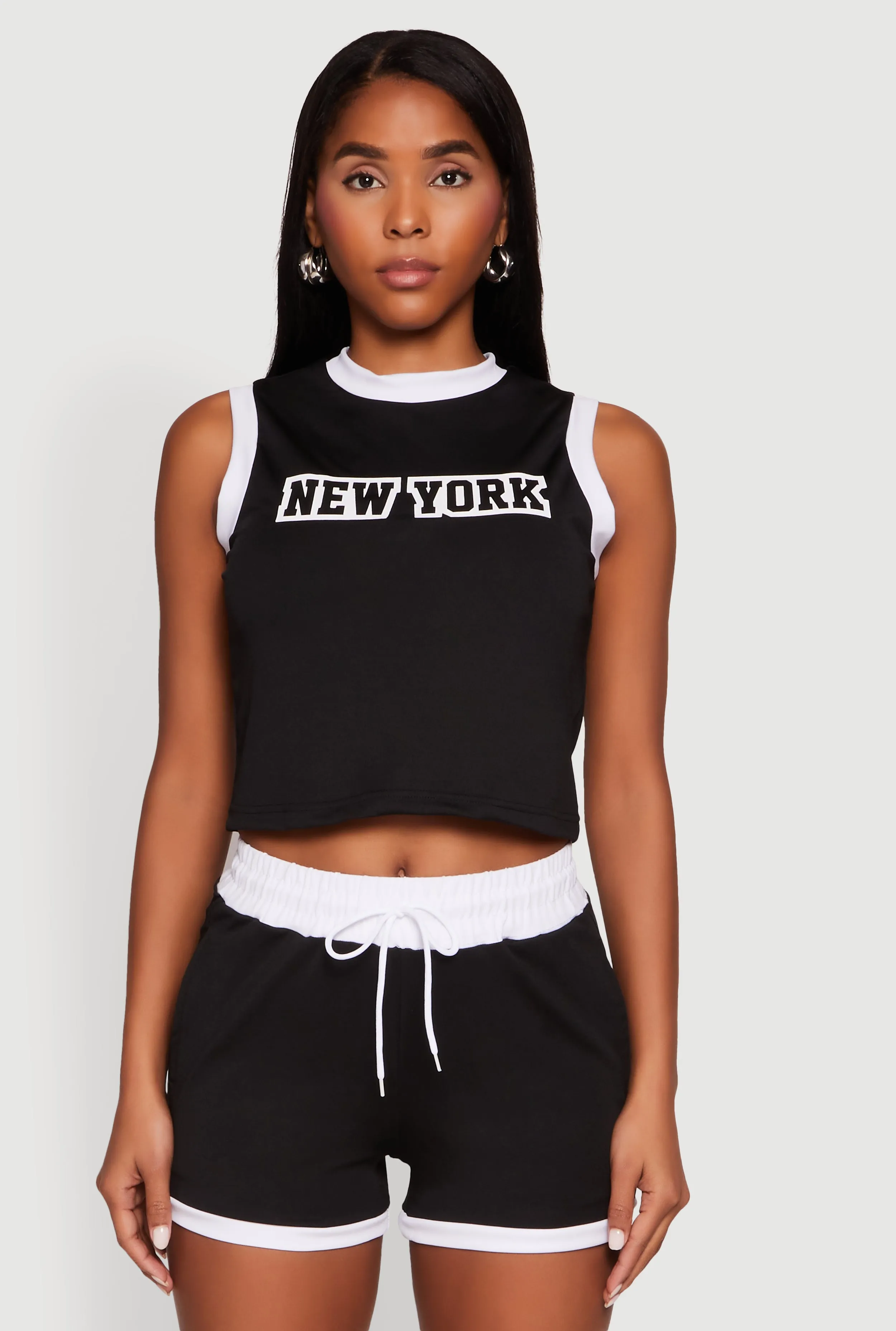 New York Graphic Contrast Trim Tank Top sold by Rainbow