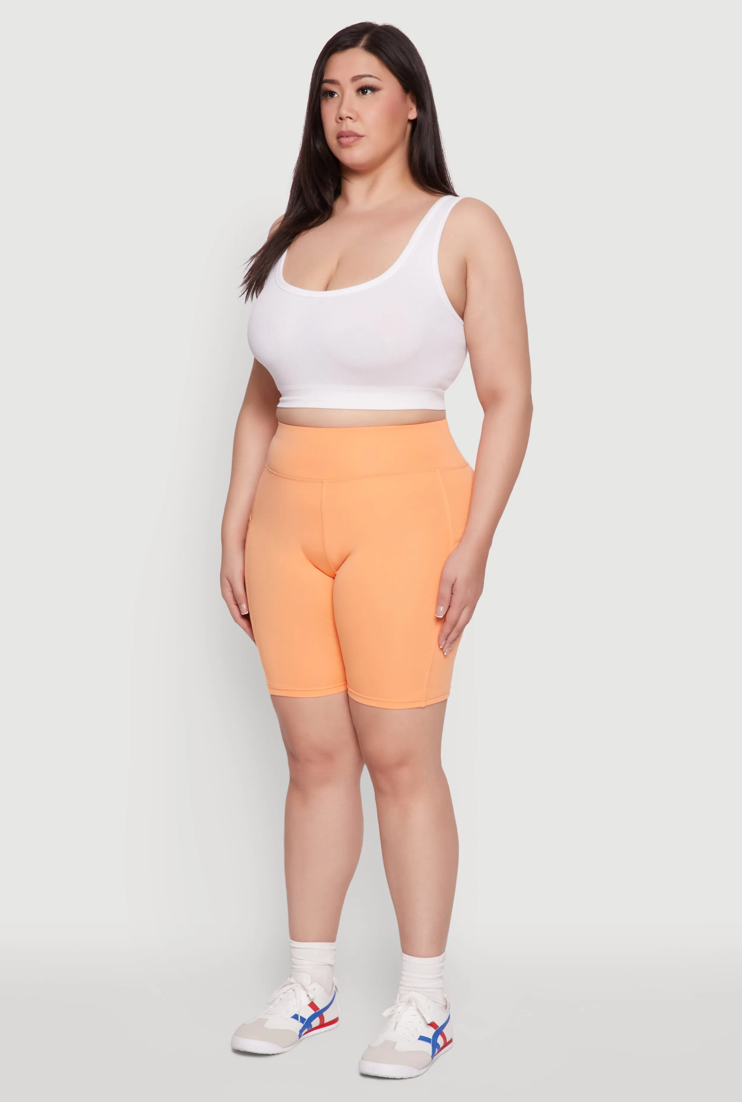 Plus Size Cell Phone Pocket High Waisted Bike Shorts sold by Rainbow product image thumbnail 3