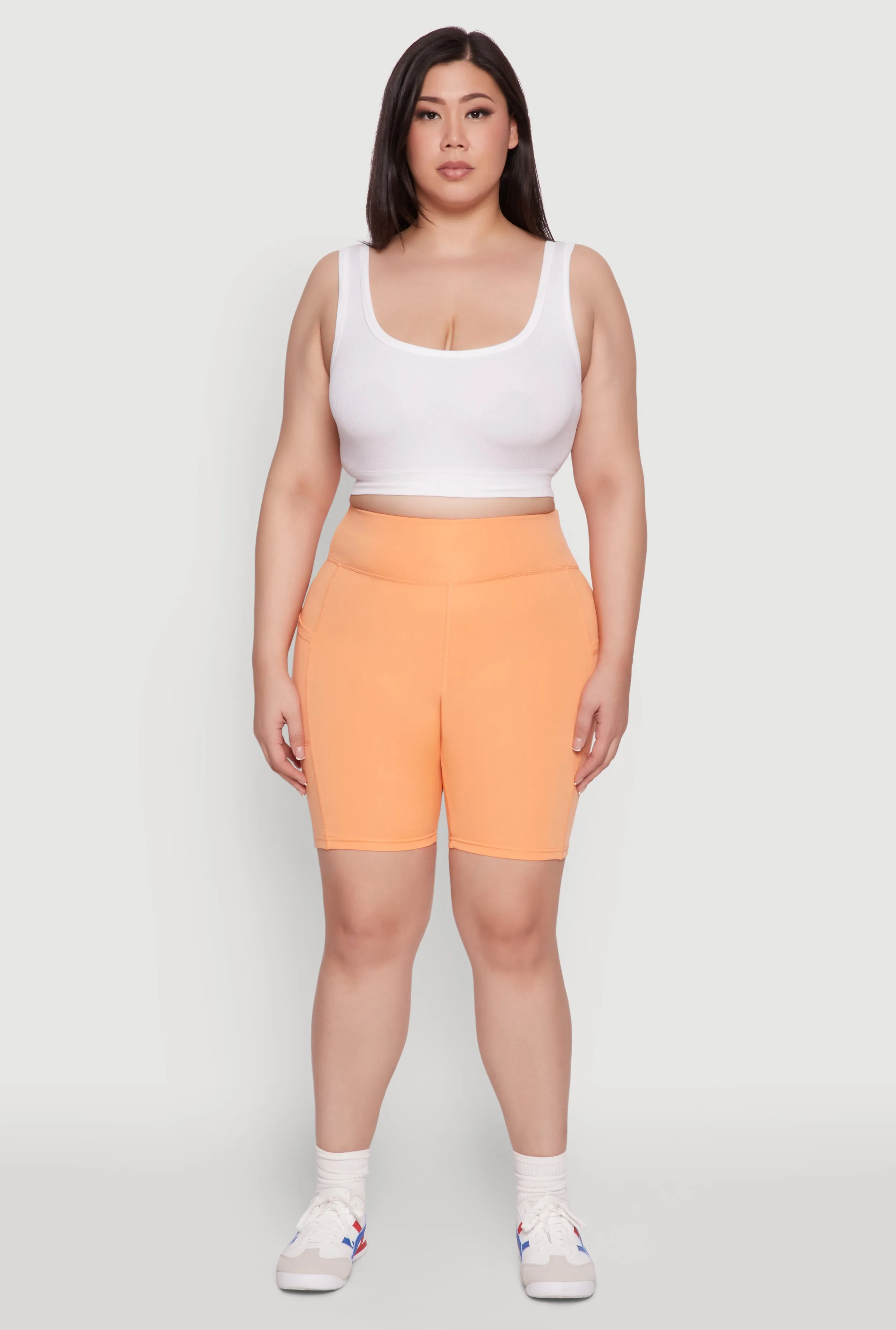 Plus Size Cell Phone Pocket High Waisted Bike Shorts sold by Rainbow product image thumbnail 2