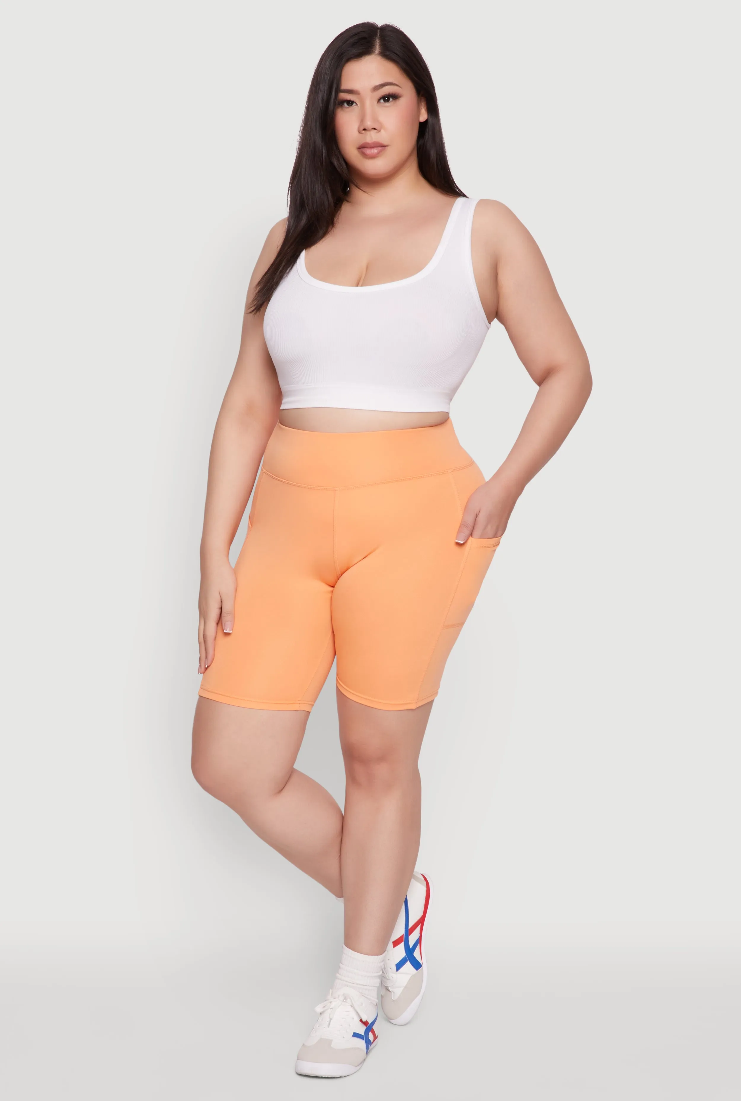 Plus Size Cell Phone Pocket High Waisted Bike Shorts sold by Rainbow