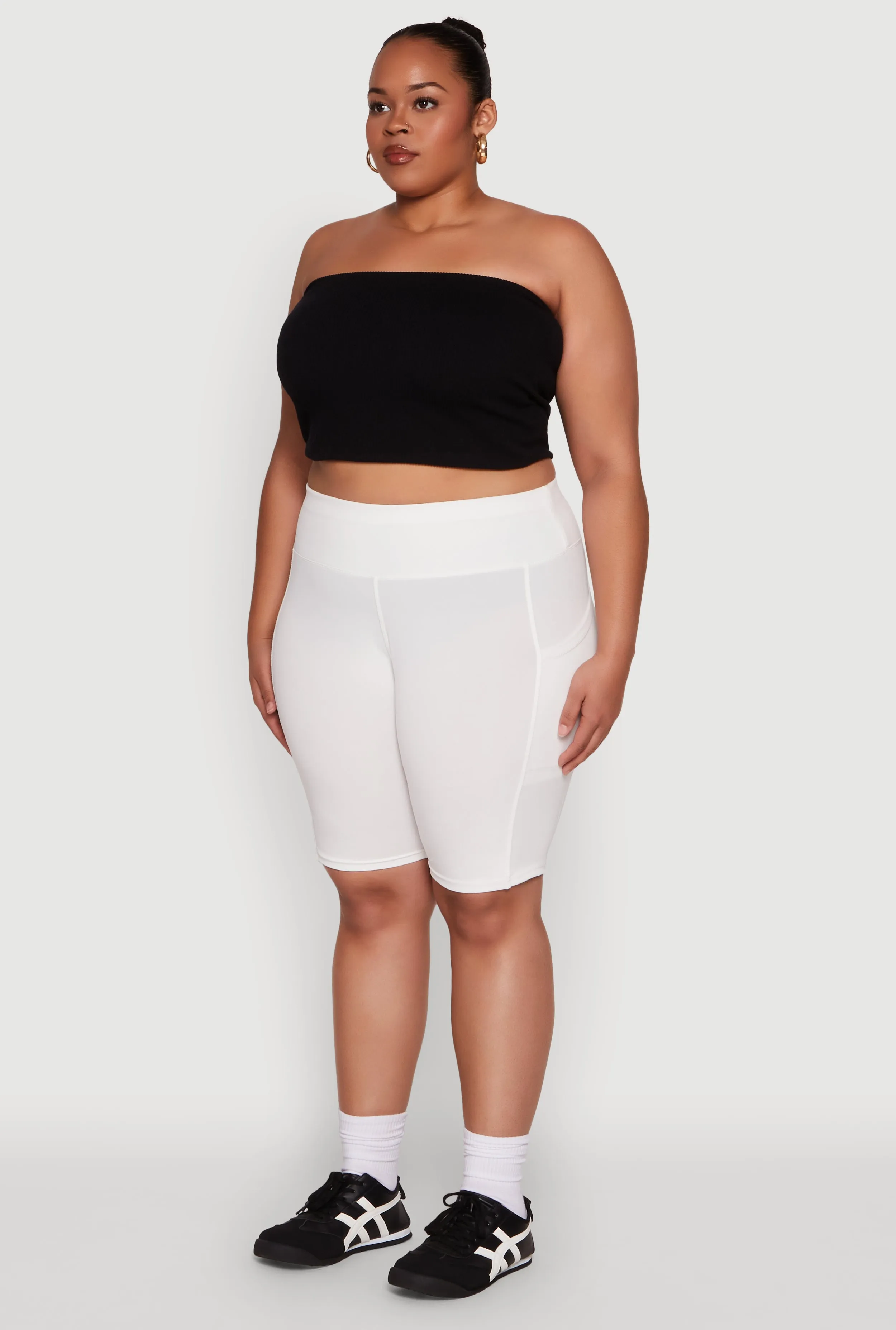 Plus Size Cell Phone Pocket High Waist Biker Shorts sold by Rainbow product image thumbnail 3