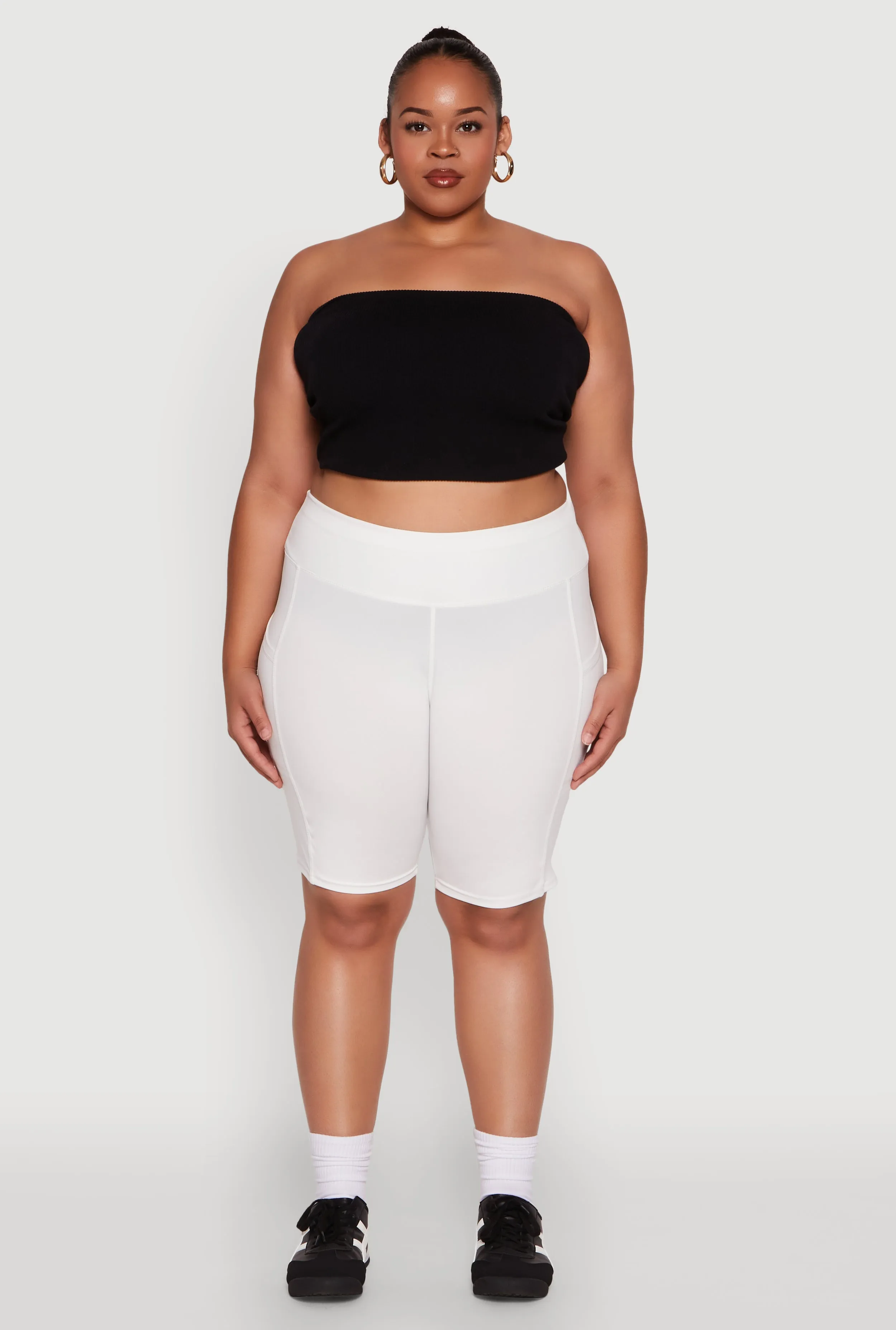 Plus Size Cell Phone Pocket High Waist Biker Shorts sold by Rainbow product image thumbnail 2