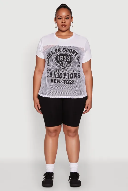 Plus Size Fishnet Detail Brooklyn Sport Club Top sold by Rainbow