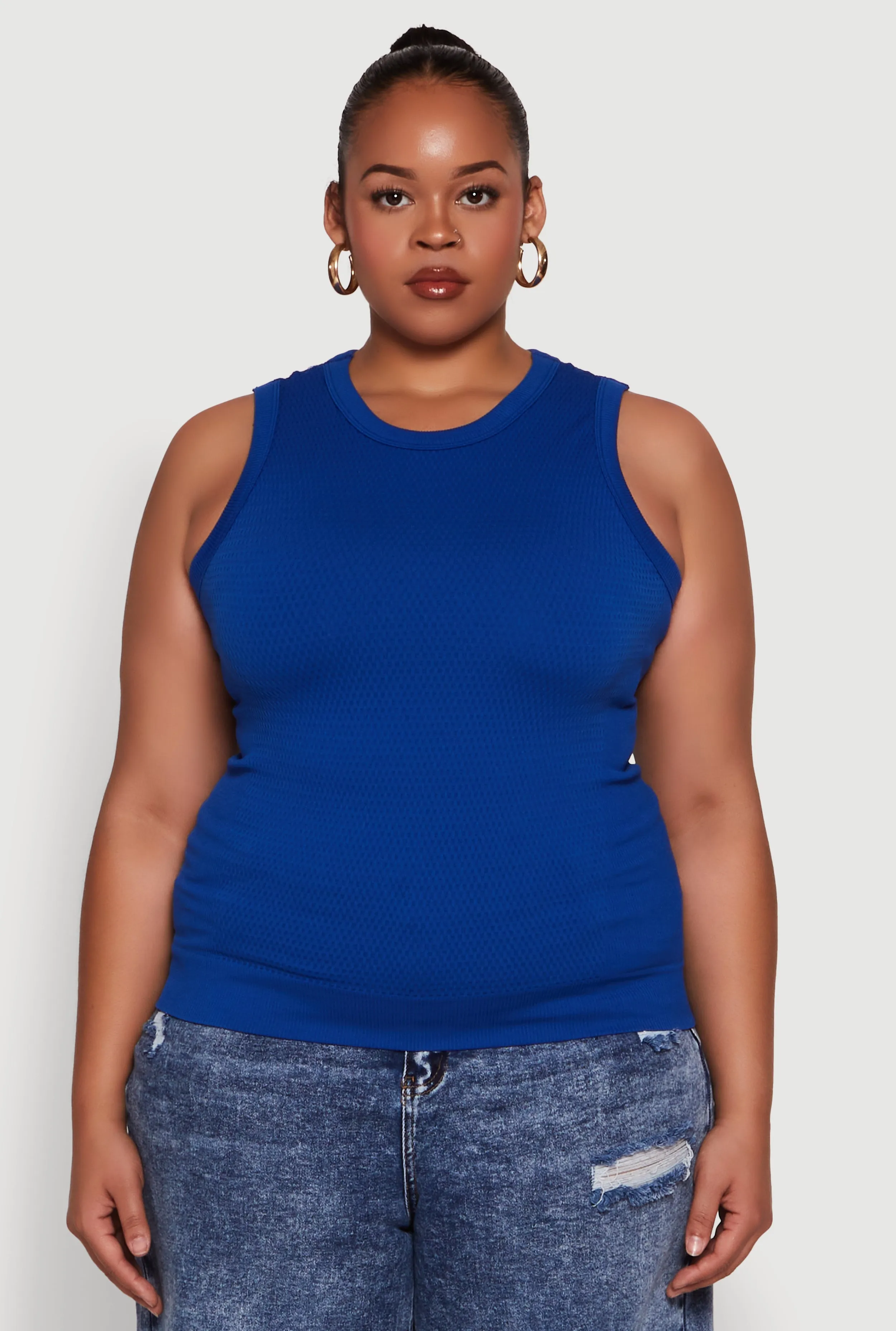 Plus Size Seamless Textured Knit Tank Top sold by Rainbow product image thumbnail 2
