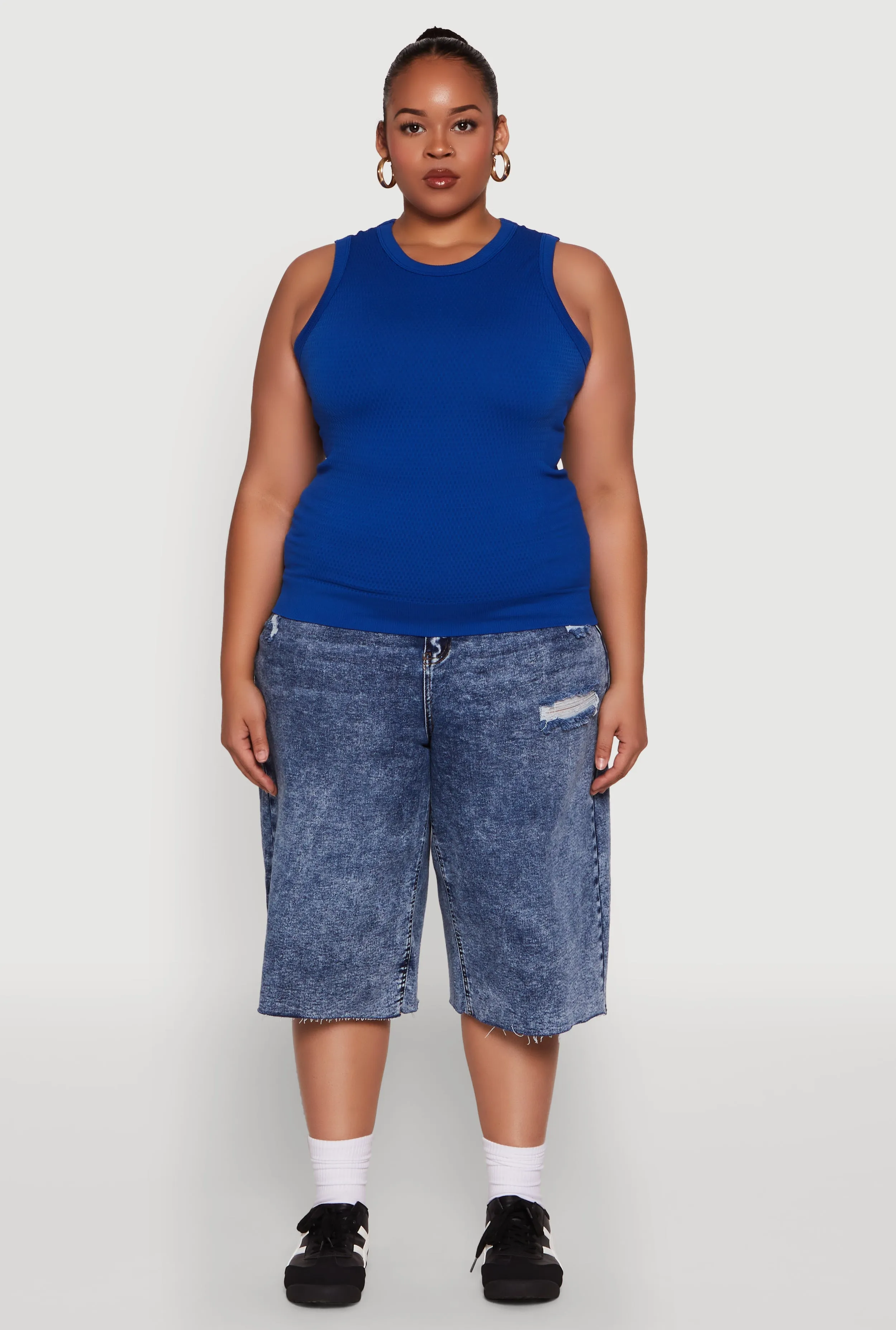 Plus Size Seamless Textured Knit Tank Top sold by Rainbow