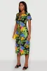 Tropical Floral Print Tie Waist Belted Dress sold by Rainbow
