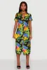 Tropical Floral Print Tie Waist Belted Dress sold by Rainbow