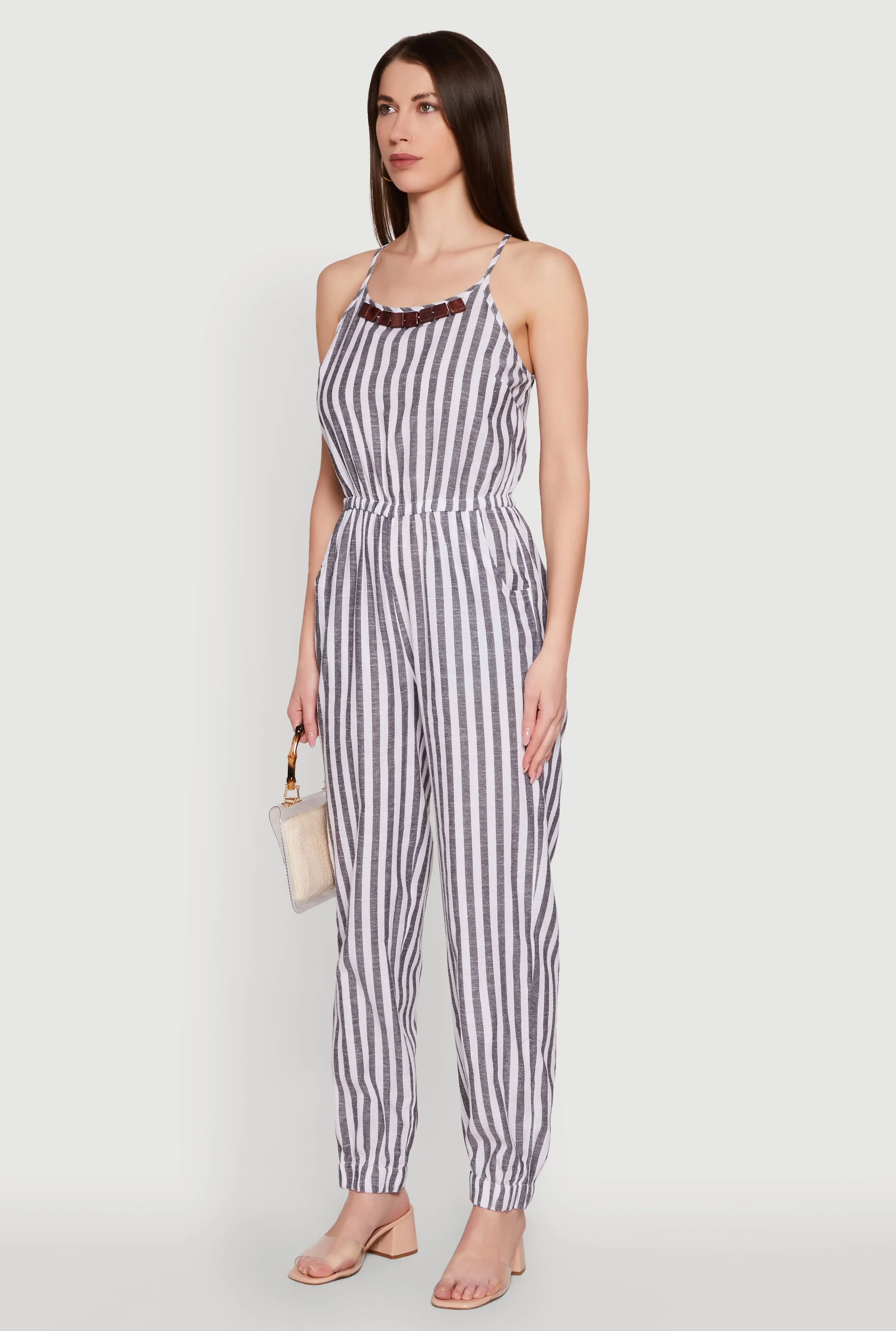 Wooden Beaded Detail Striped Jumpsuit sold by Rainbow product image thumbnail 3