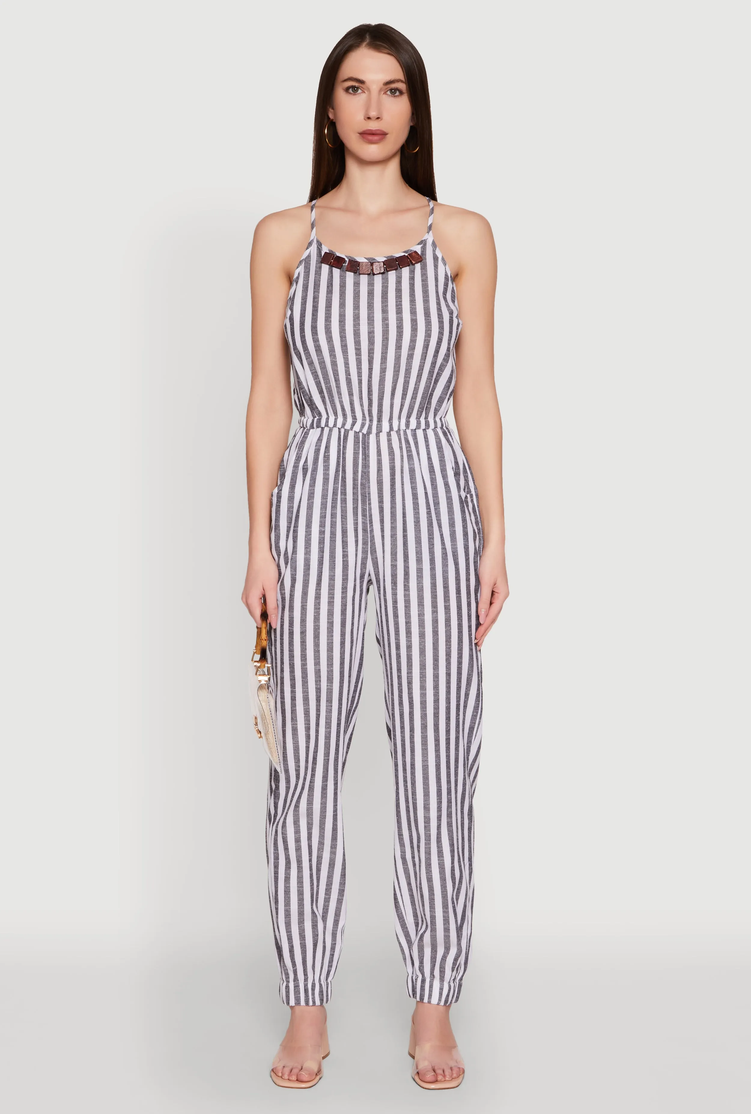 Wooden Beaded Detail Striped Jumpsuit sold by Rainbow product image thumbnail 2