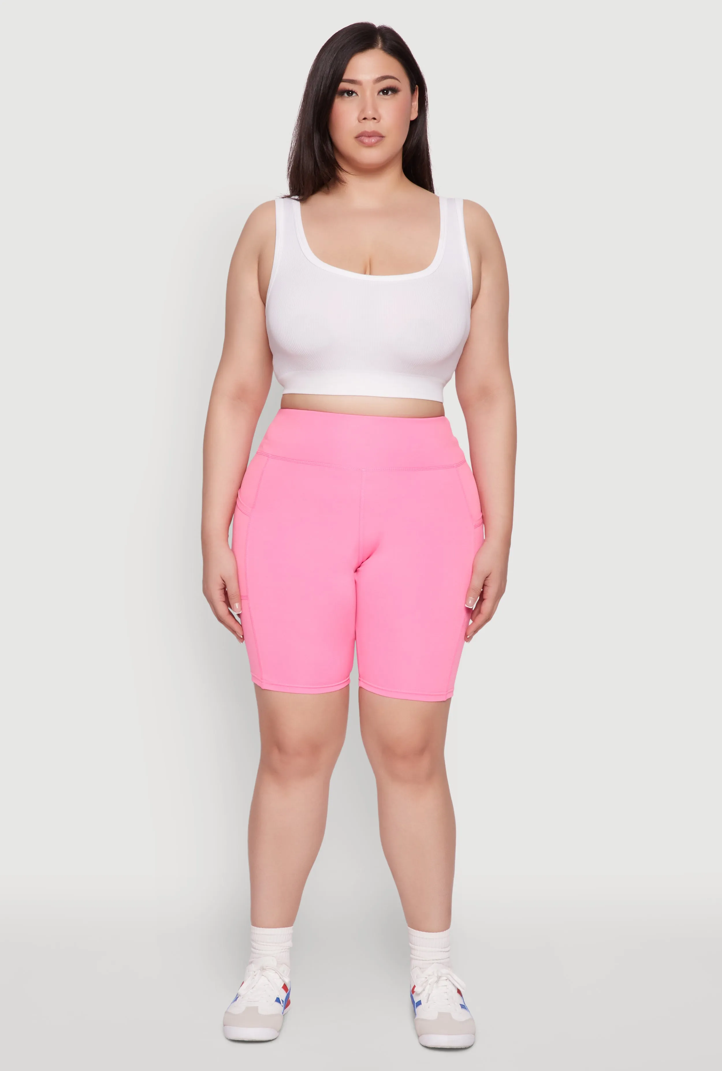 Plus Size Cell Phone Pocket High Waisted Biker Shorts sold by Rainbow product image thumbnail 2