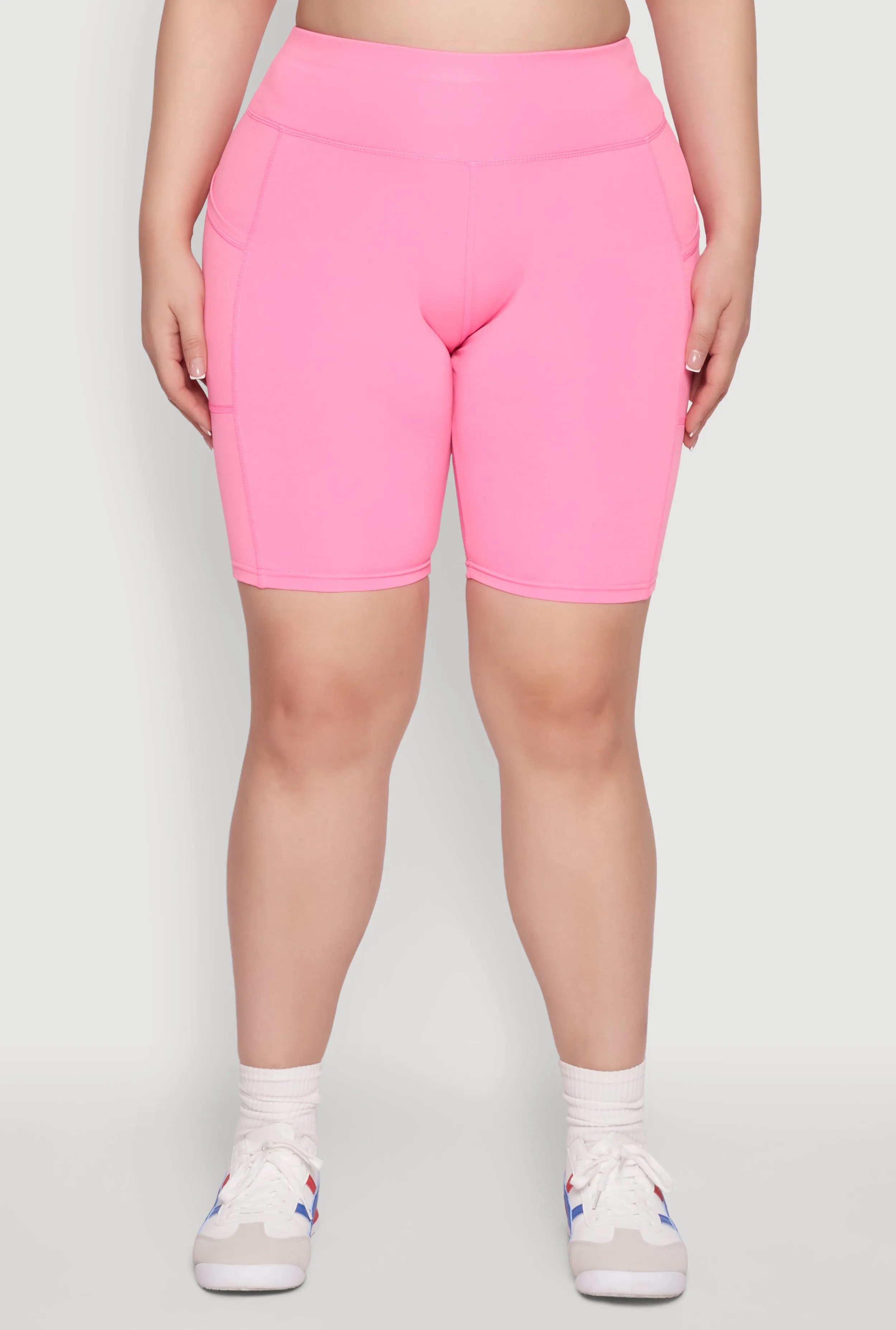 Plus Size Cell Phone Pocket High Waisted Biker Shorts sold by Rainbow product image thumbnail 5