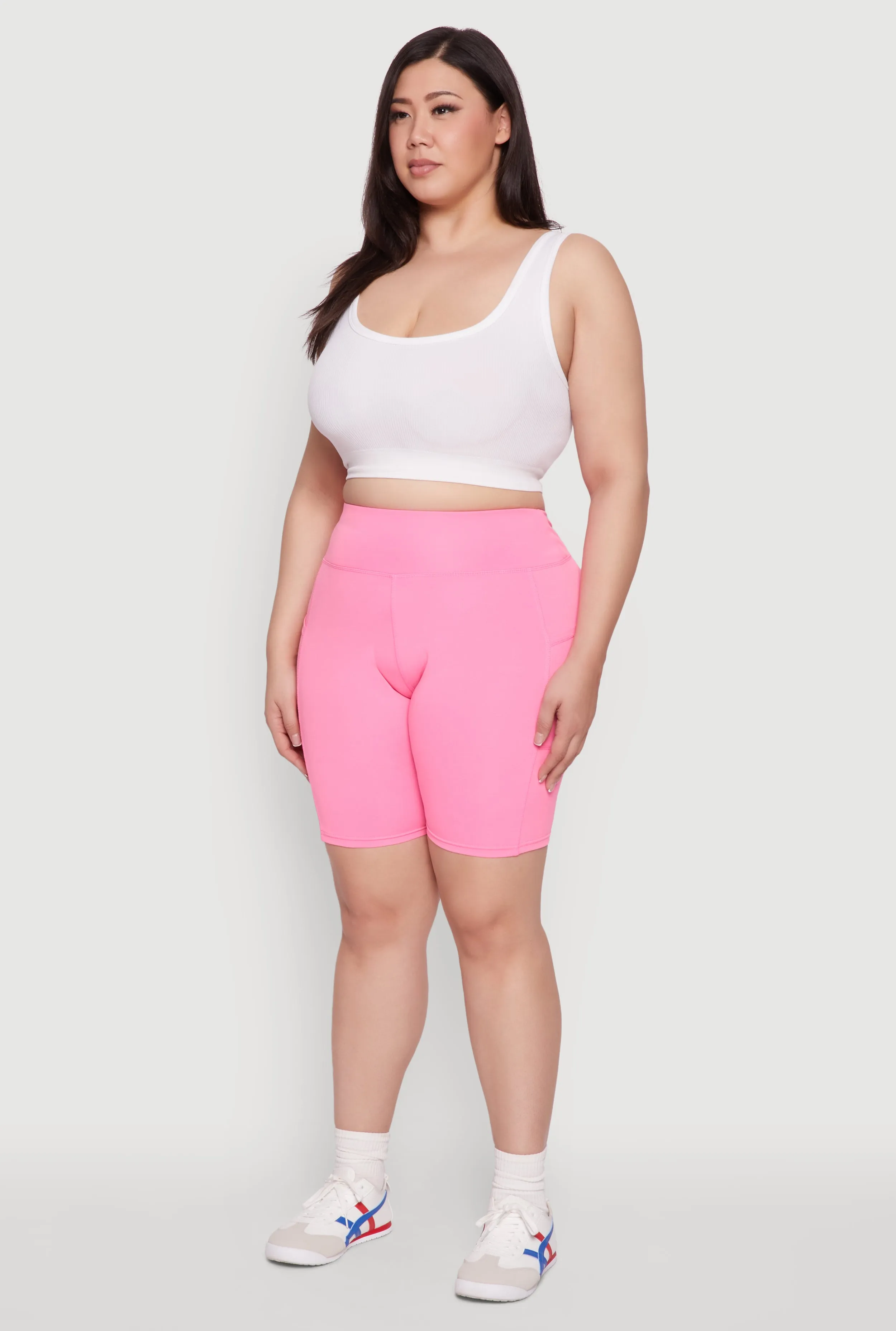 Plus Size Cell Phone Pocket High Waisted Biker Shorts sold by Rainbow product image thumbnail 3