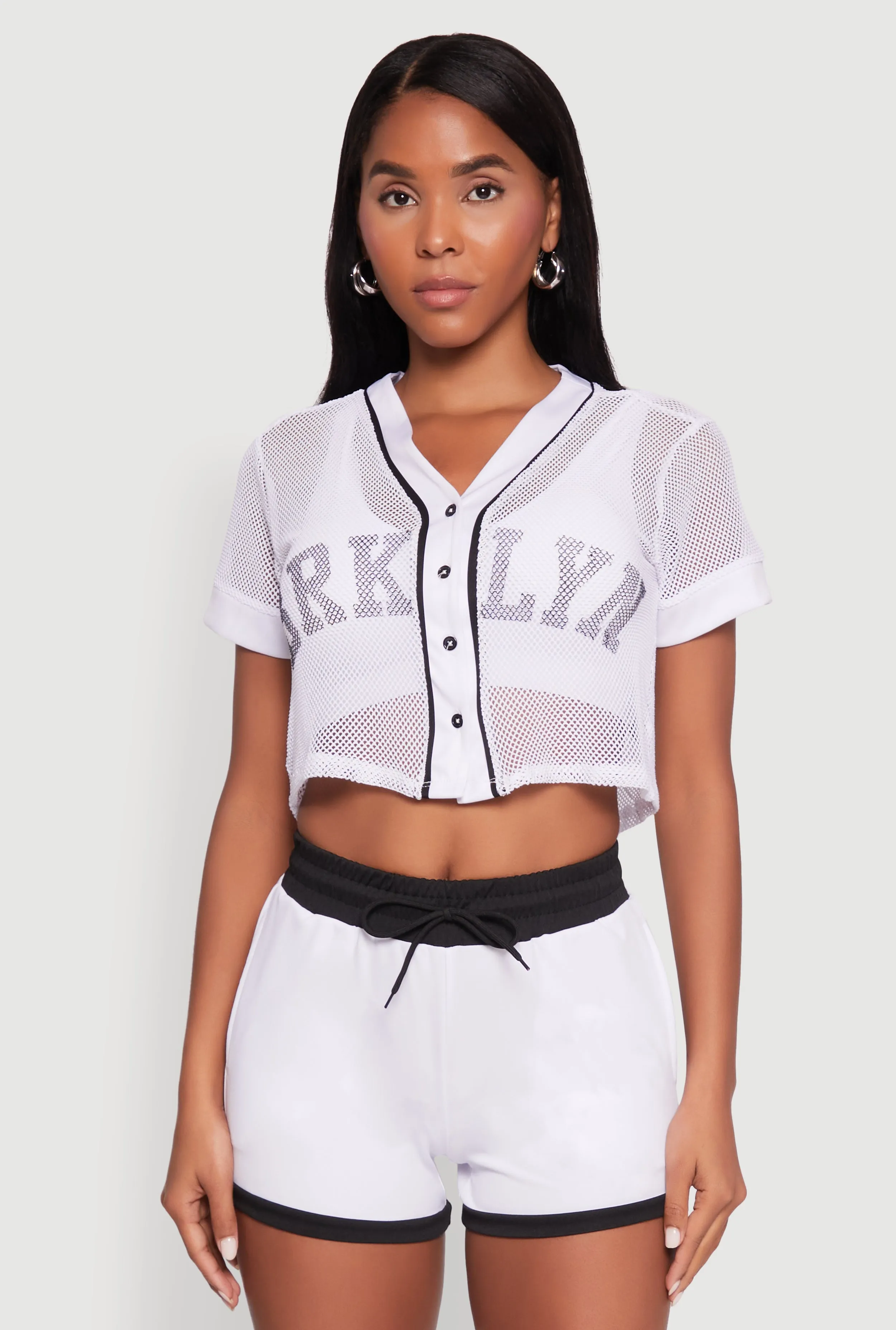 Fishnet Brklyn Graphic Cropped Baseball Tee sold by Rainbow product image thumbnail 2