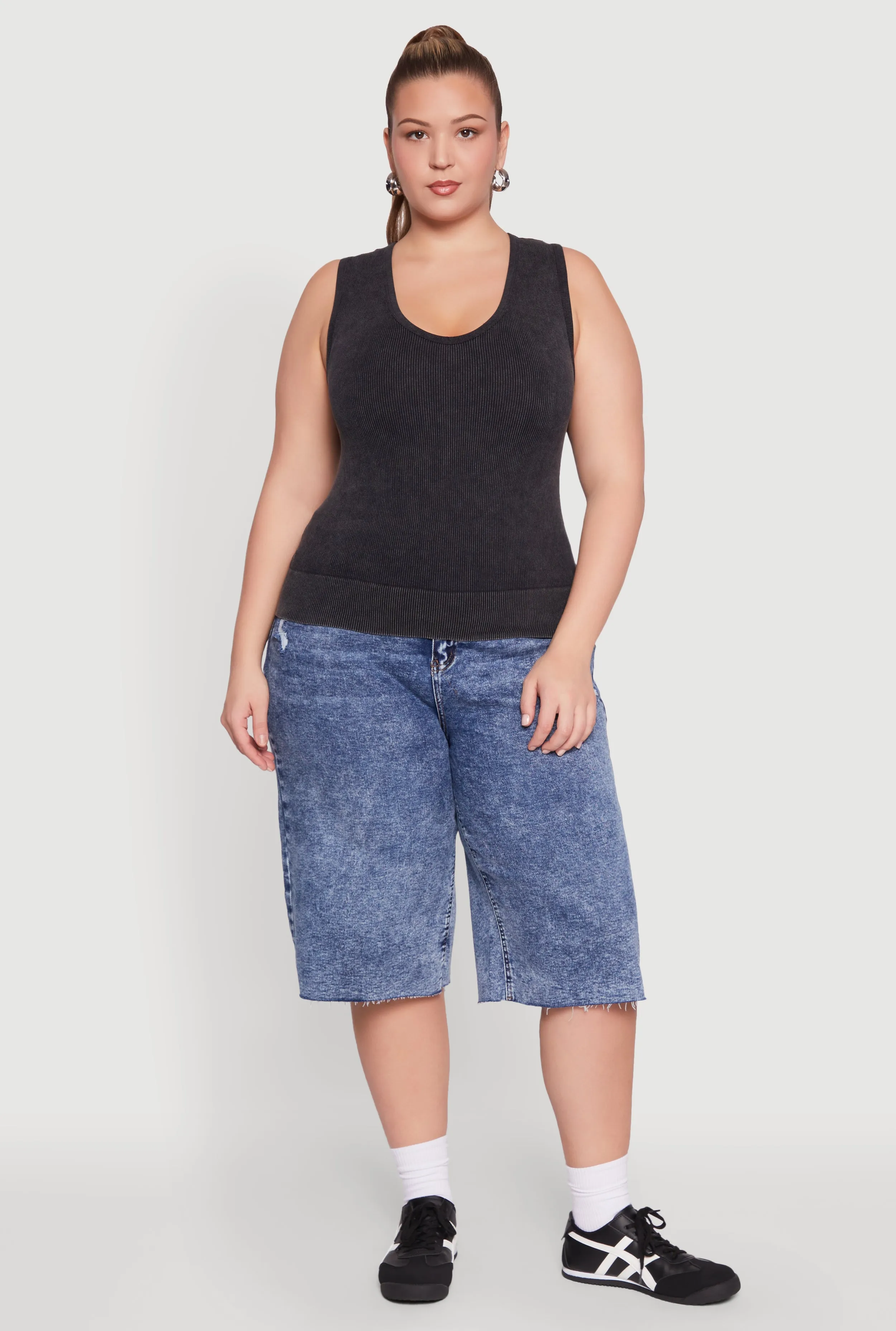 Plus Size Seamless Mineral Wash V Neck Tank Top sold by Rainbow