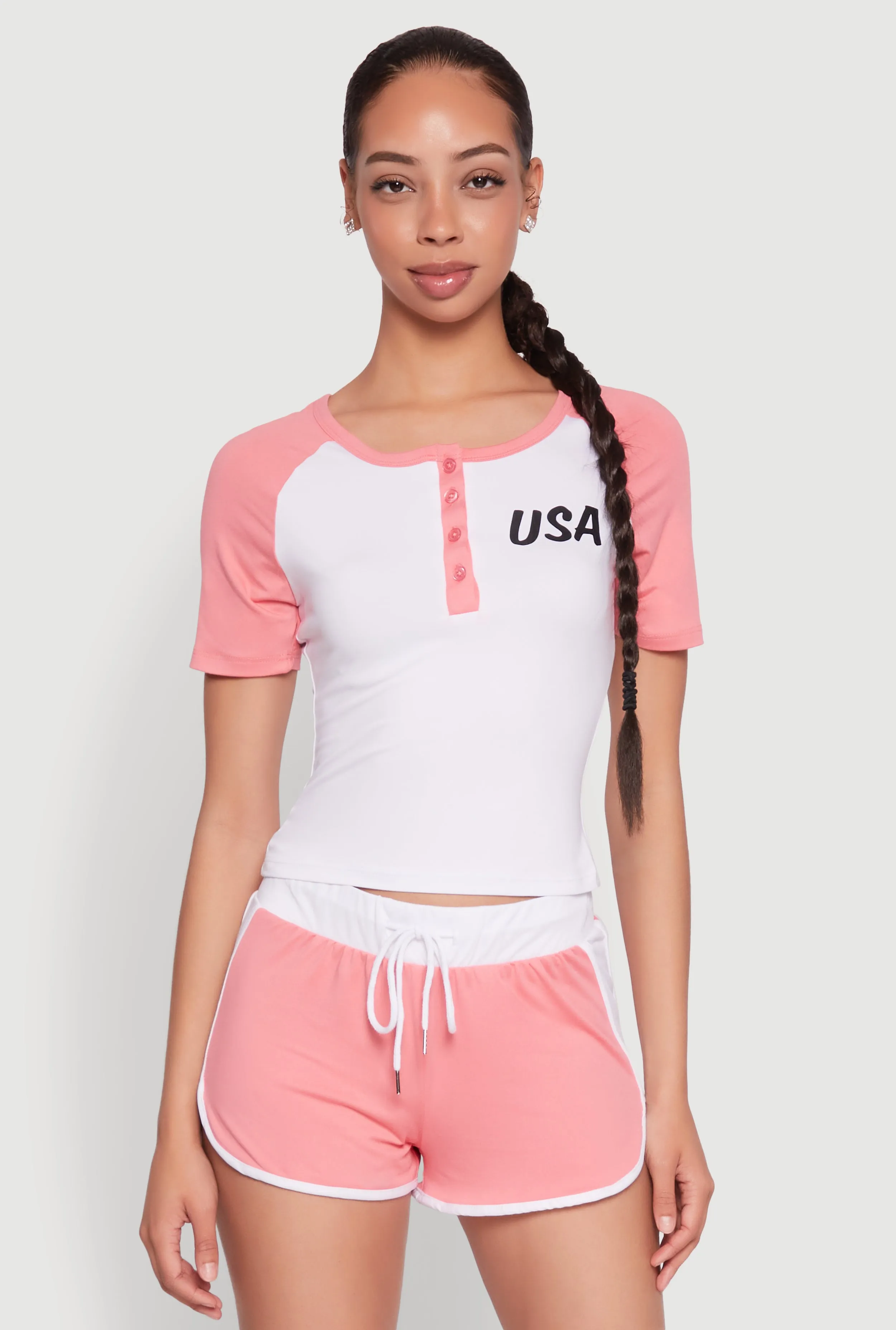 Color Block USA Graphic Baseball Tee sold by Rainbow