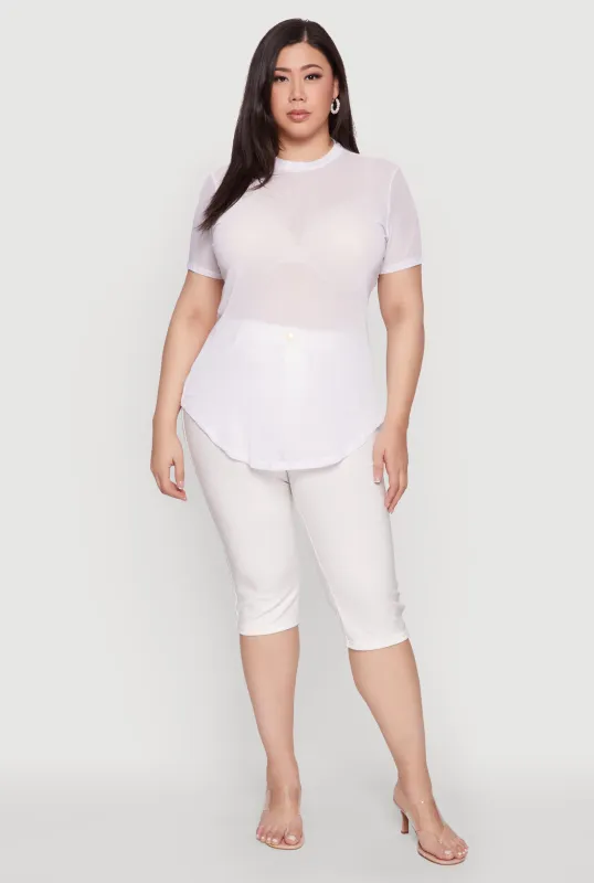 Plus Size Mesh Crew Neck Tunic Top sold by Rainbow
