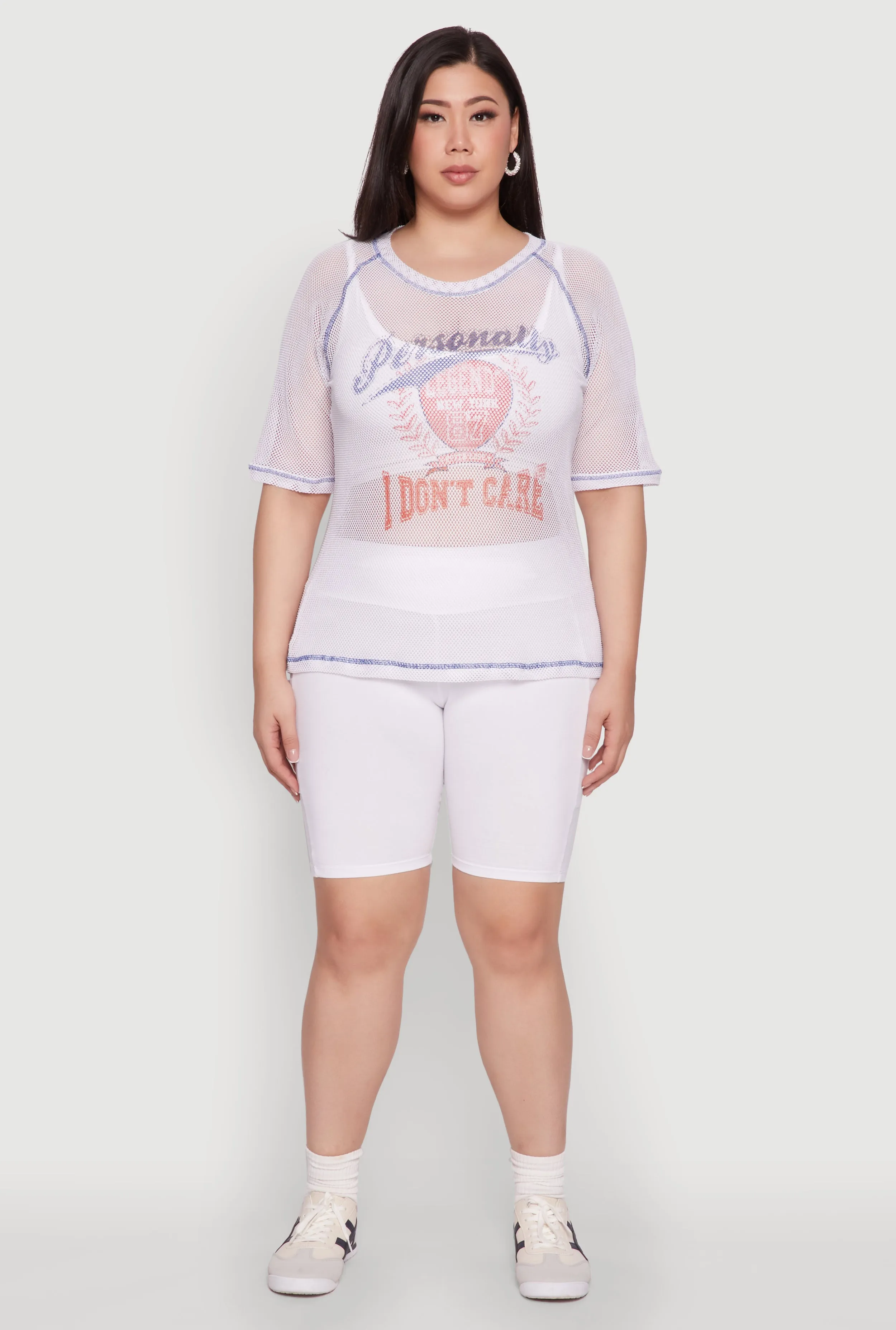 Plus Size Personally I Dont Care Fishnet Top sold by Rainbow product image thumbnail 3