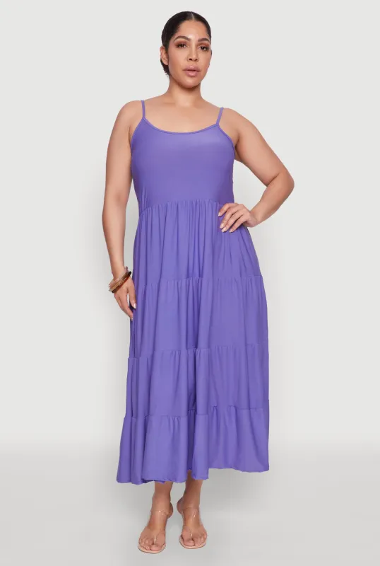 Plus Size Cami Tiered Maxi Sundress sold by Rainbow