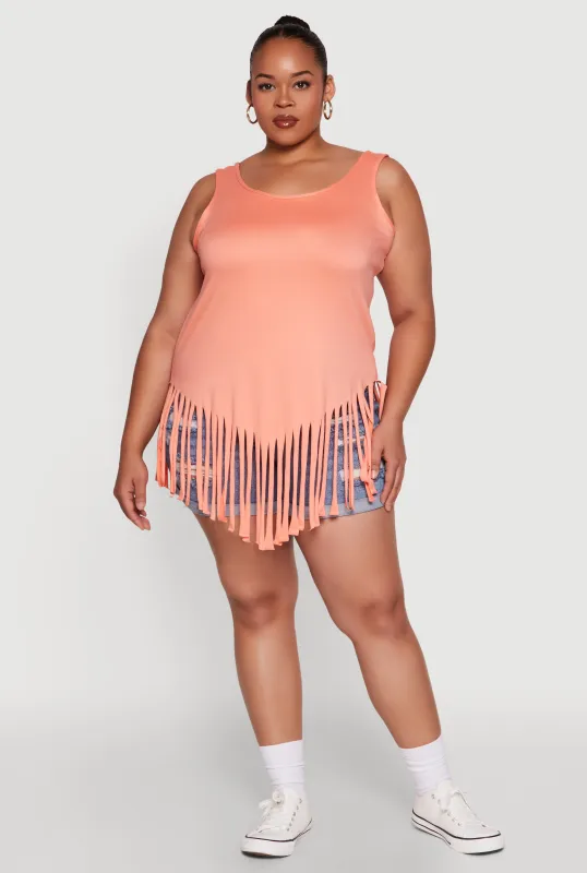 Plus Size Fringe Hem Tank Top sold by Rainbow