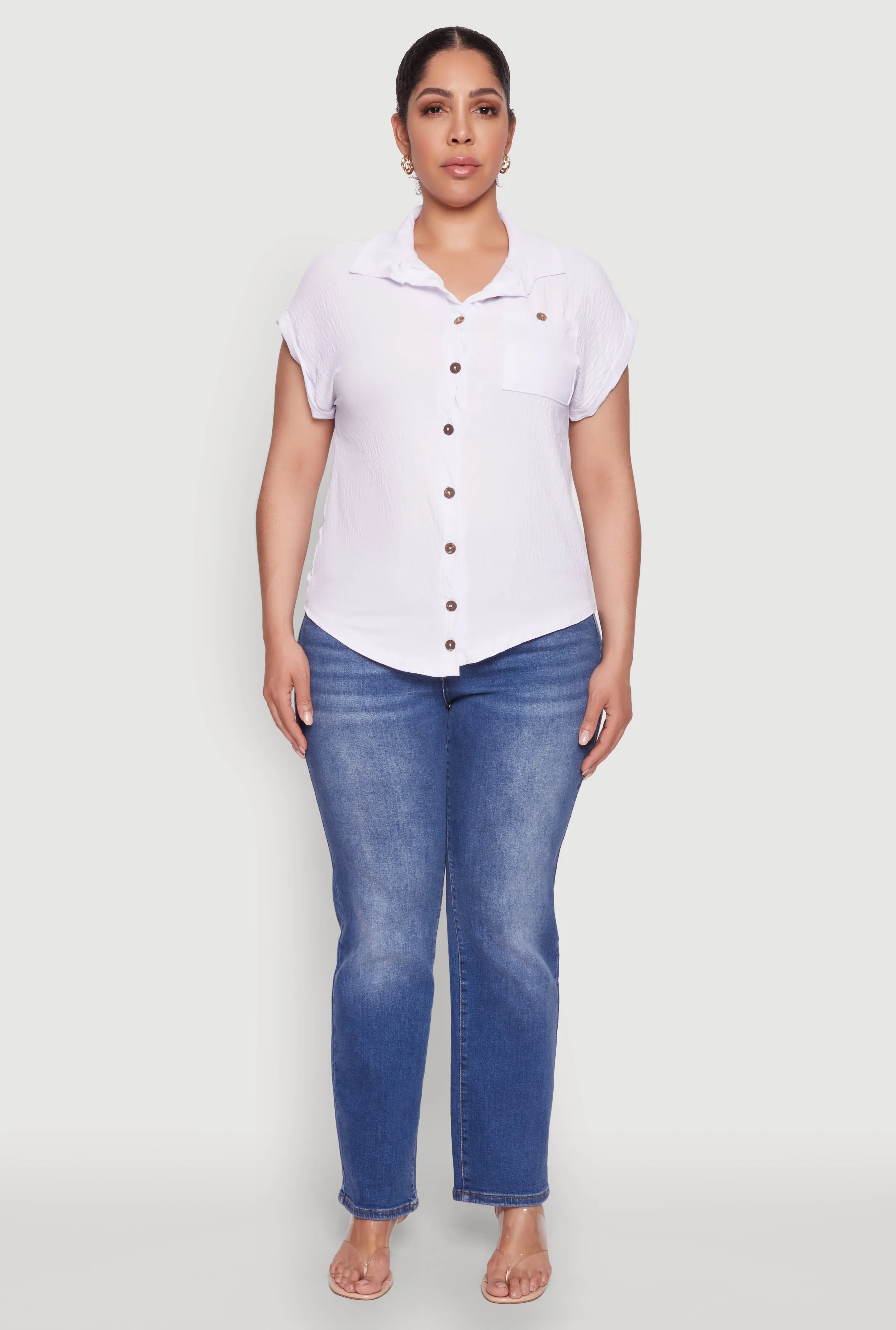 Plus Size Airy Button Front Shirt sold by Rainbow product image thumbnail 3