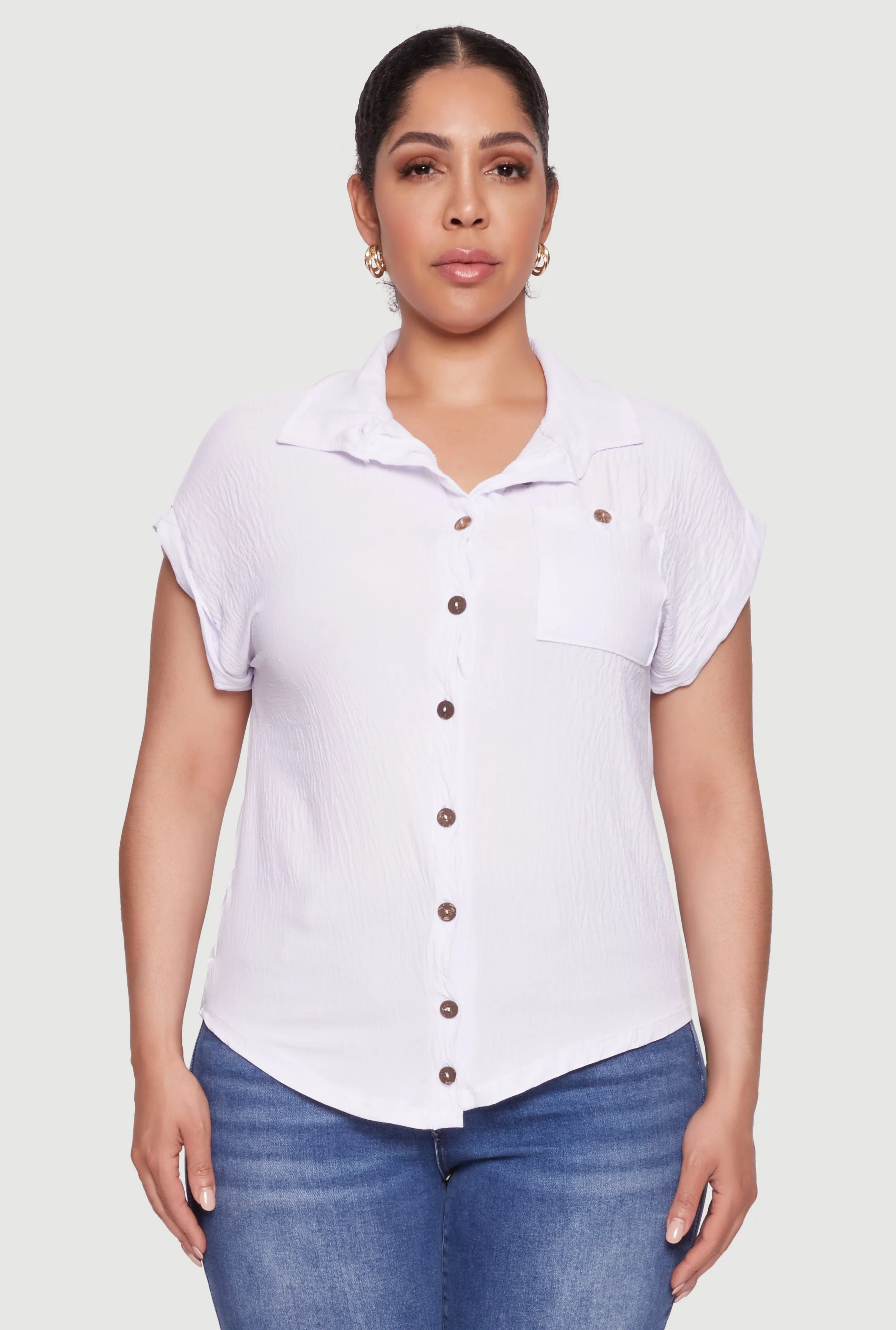 Plus Size Airy Button Front Shirt sold by Rainbow product image thumbnail 2