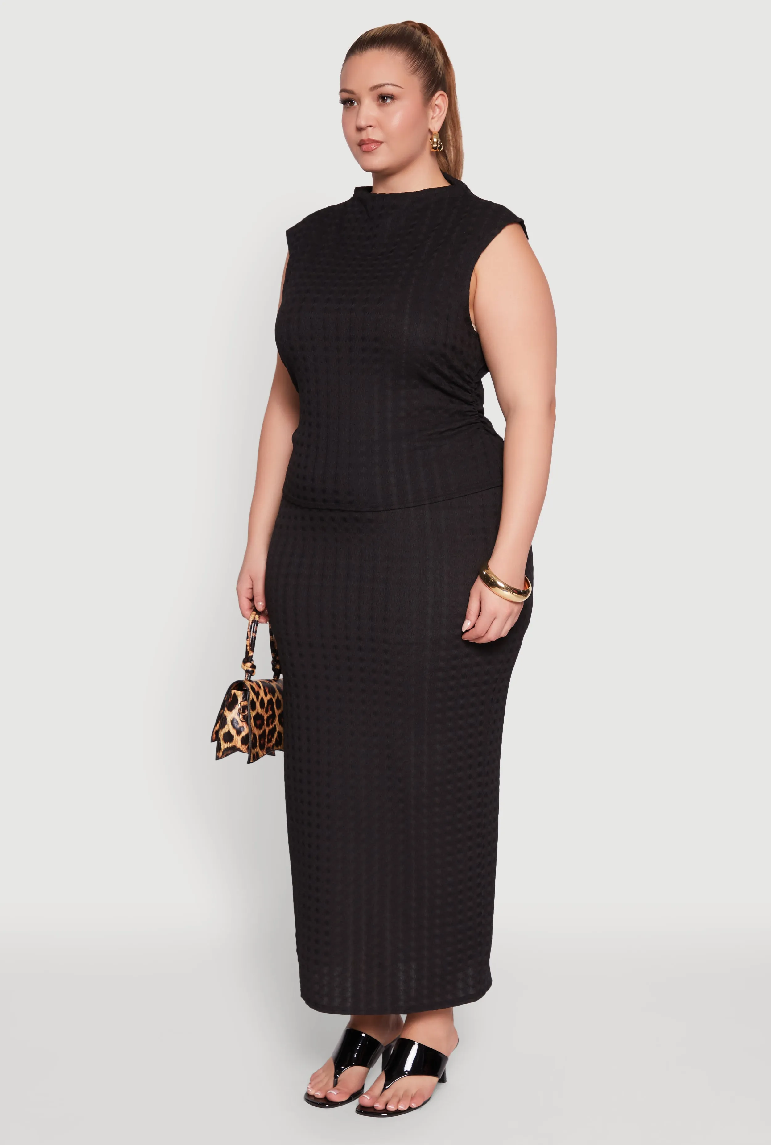 Plus Size Textured Knit Mock Neck Tank Top sold by Rainbow product image thumbnail 5