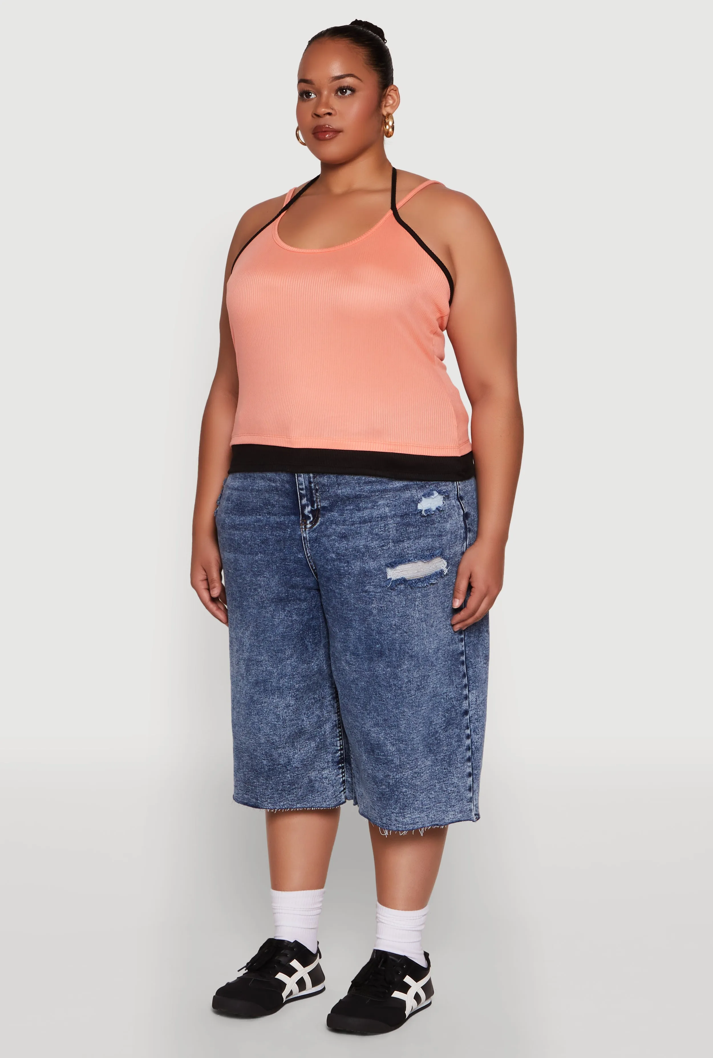 Plus Size Contrast Trim Halter Cami sold by Rainbow product image thumbnail 5