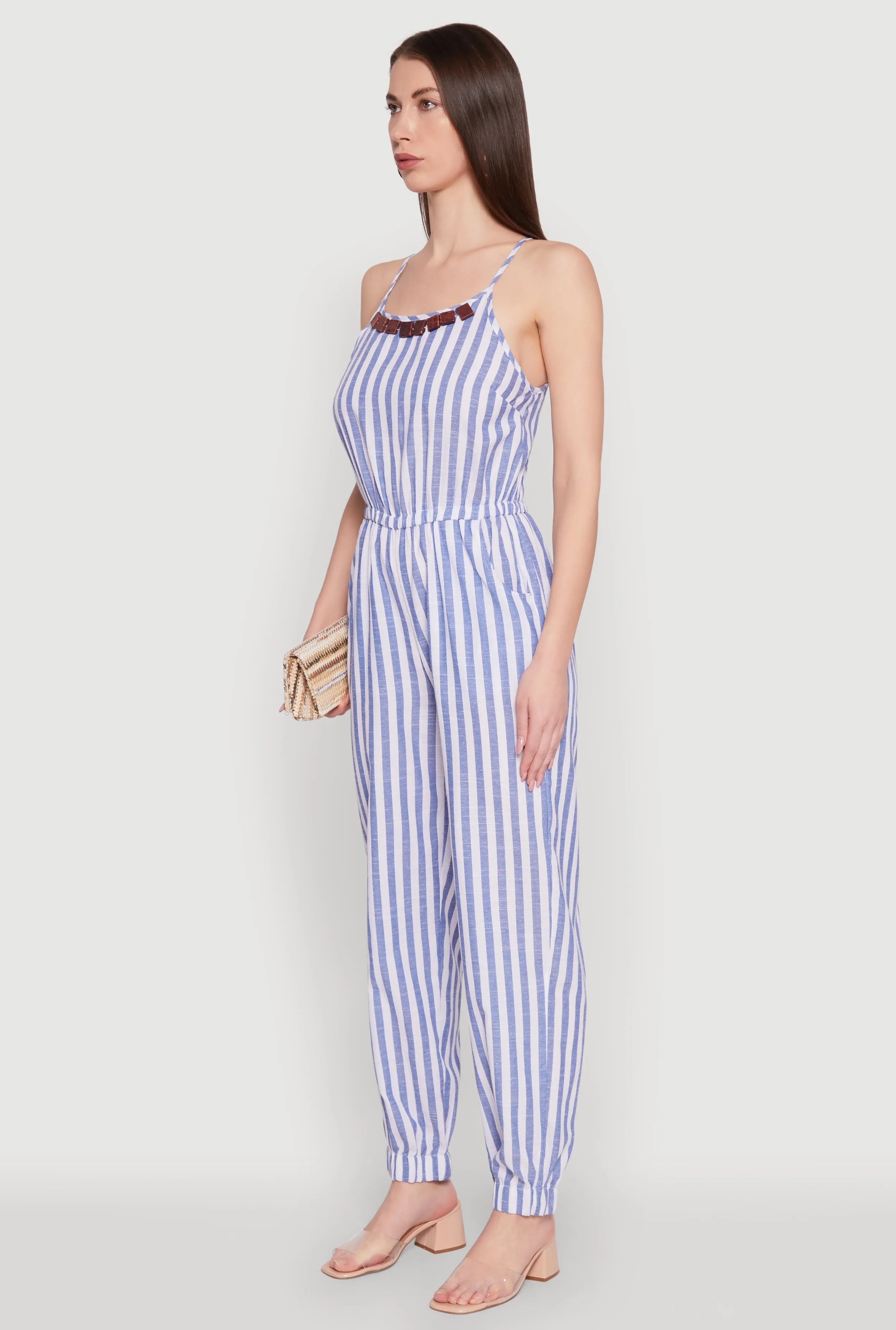 Wooden Beaded Detail Striped Jumpsuit sold by Rainbow product image thumbnail 3