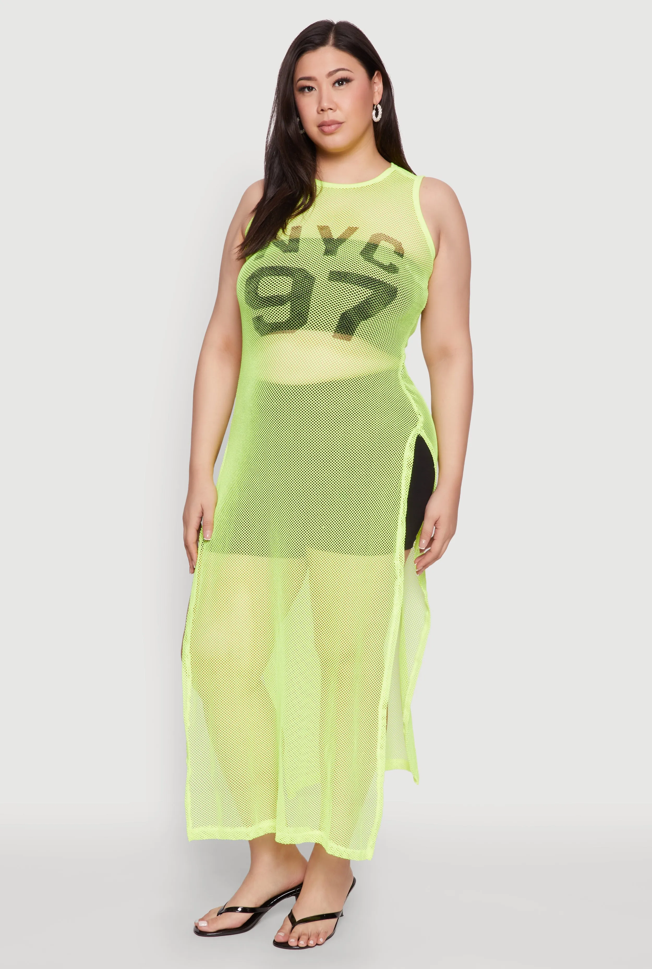 Plus Size NYC 97 Fishnet Maxi Top sold by Rainbow