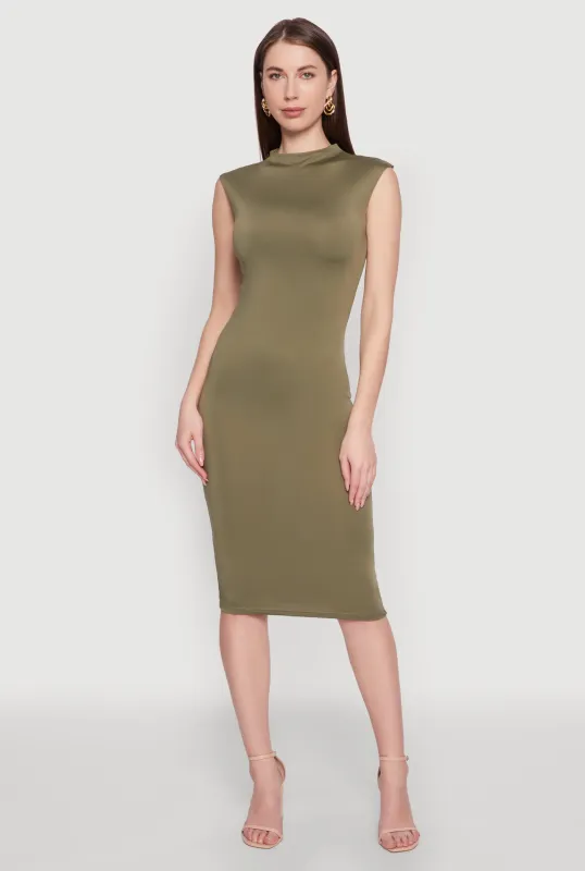 Mock Neck Cap Sleeve Midi Dress sold by Rainbow