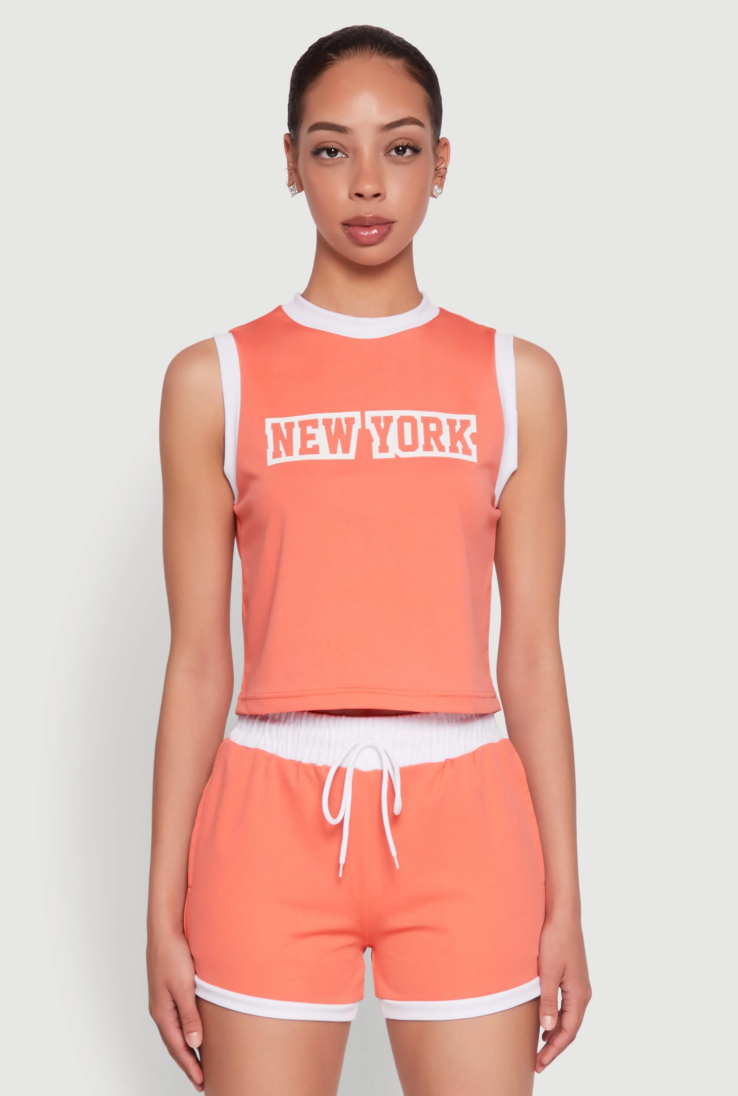 New York Graphic Contrast Trim Tank Top sold by Rainbow