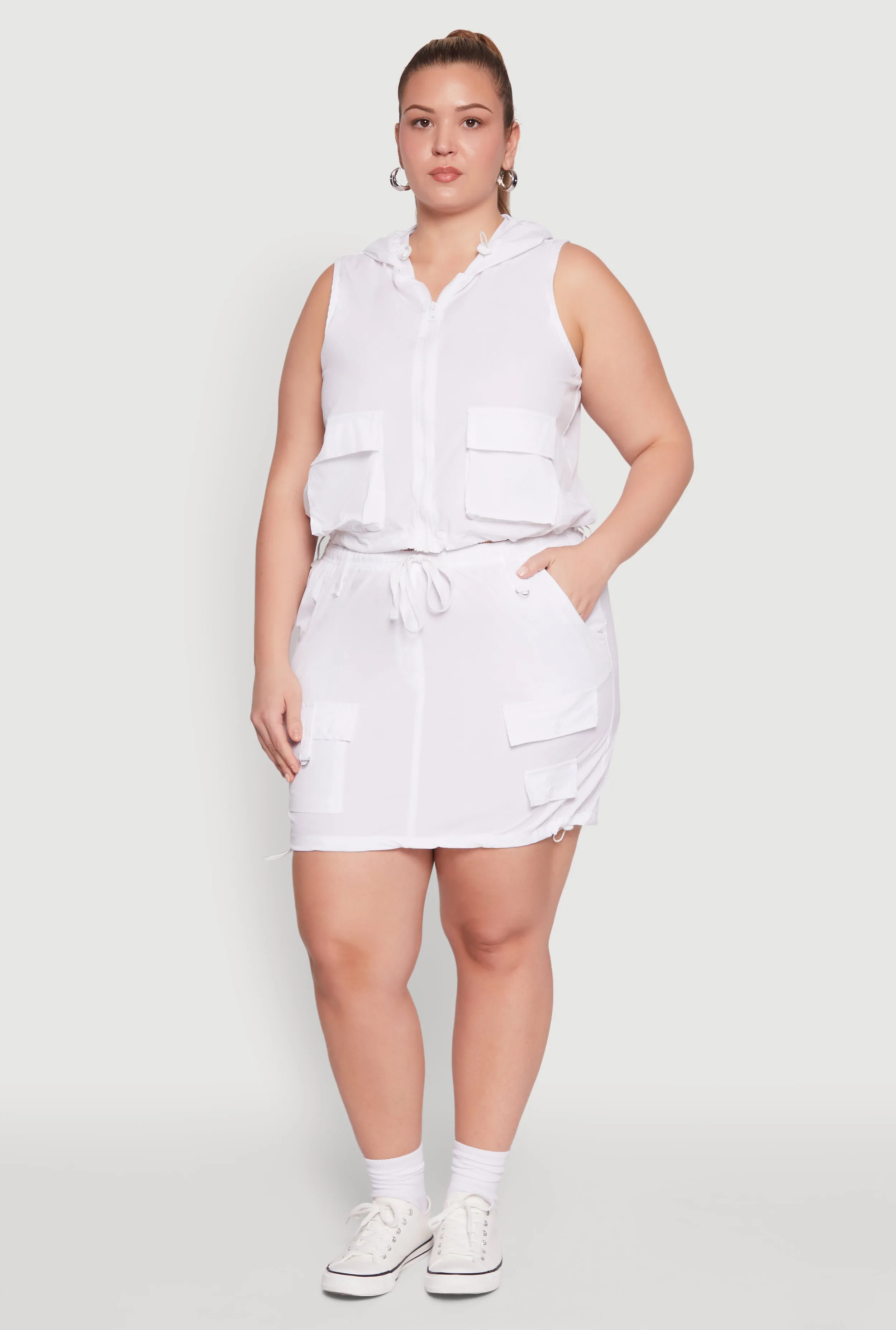 Plus Size Drawstring Waist Cargo Skirt sold by Rainbow