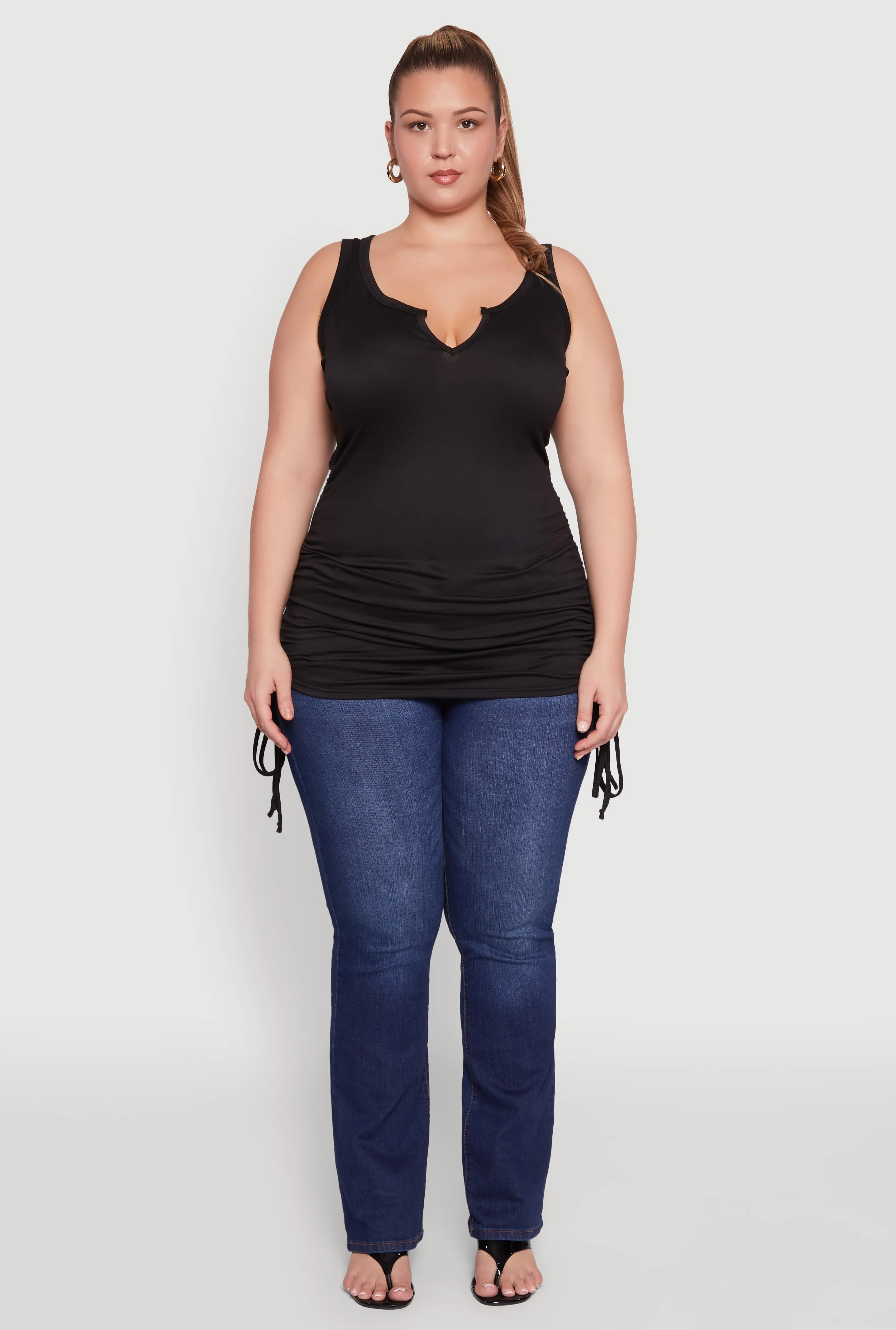 Plus Size Notch Neck Drawstring Side Tank Top sold by Rainbow product image thumbnail 3