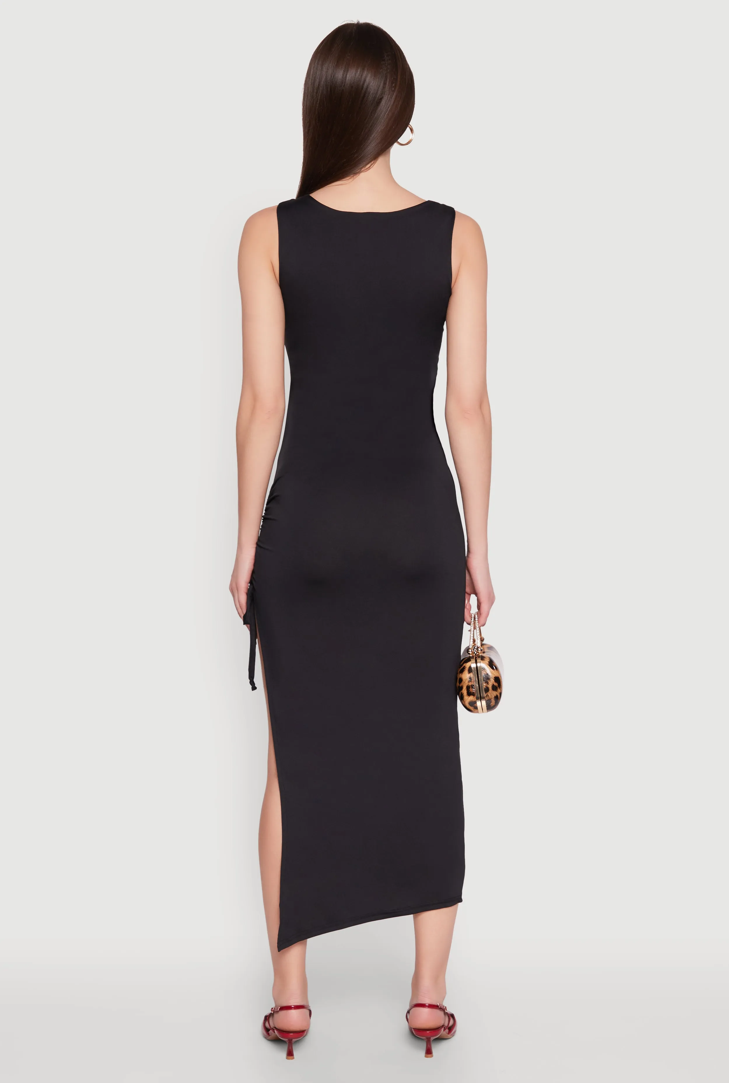 Side Slit Ruched Maxi Tank Dress sold by Rainbow product image thumbnail 5