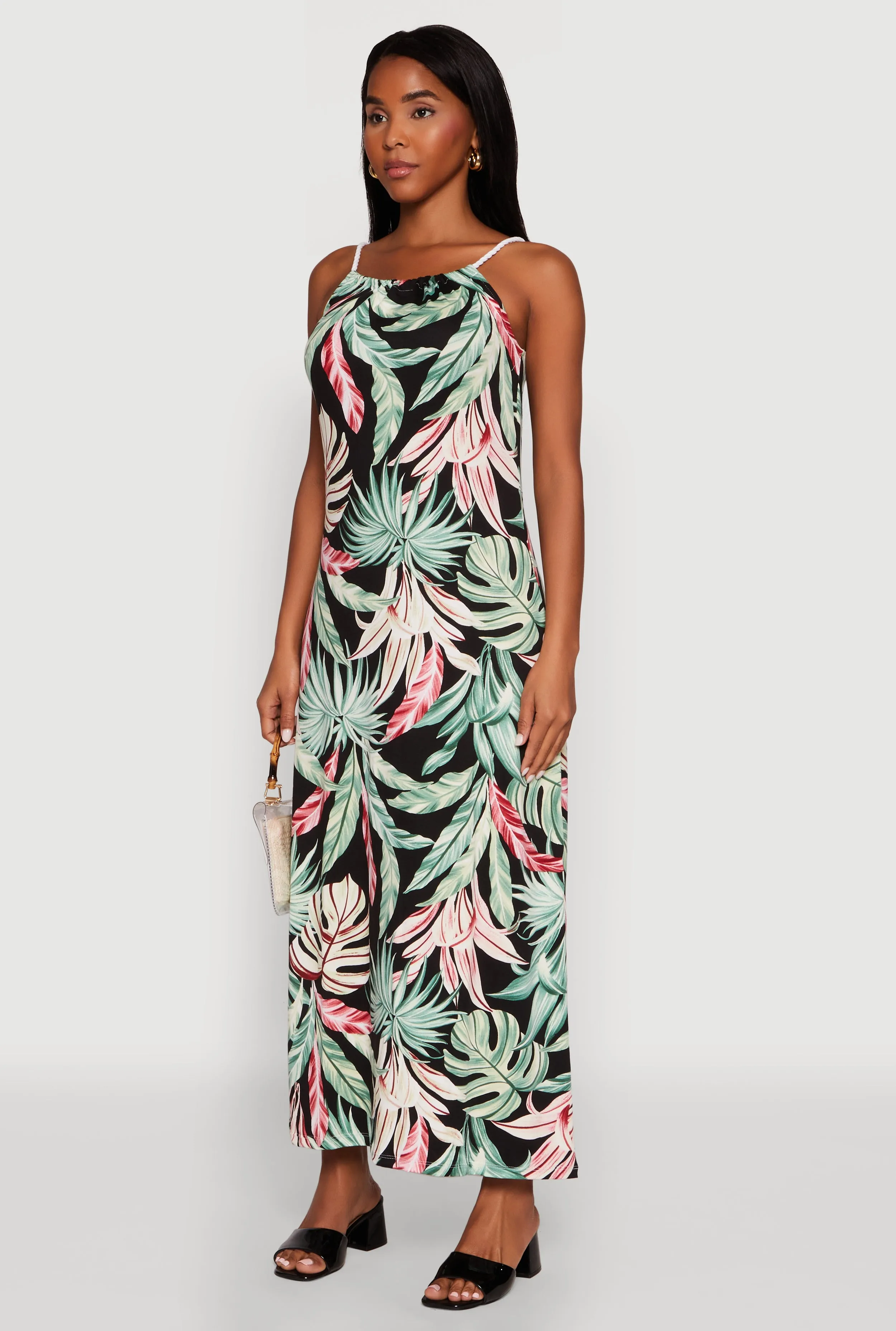 Tropical Leaf Print Maxi Sundress sold by Rainbow product image thumbnail 3