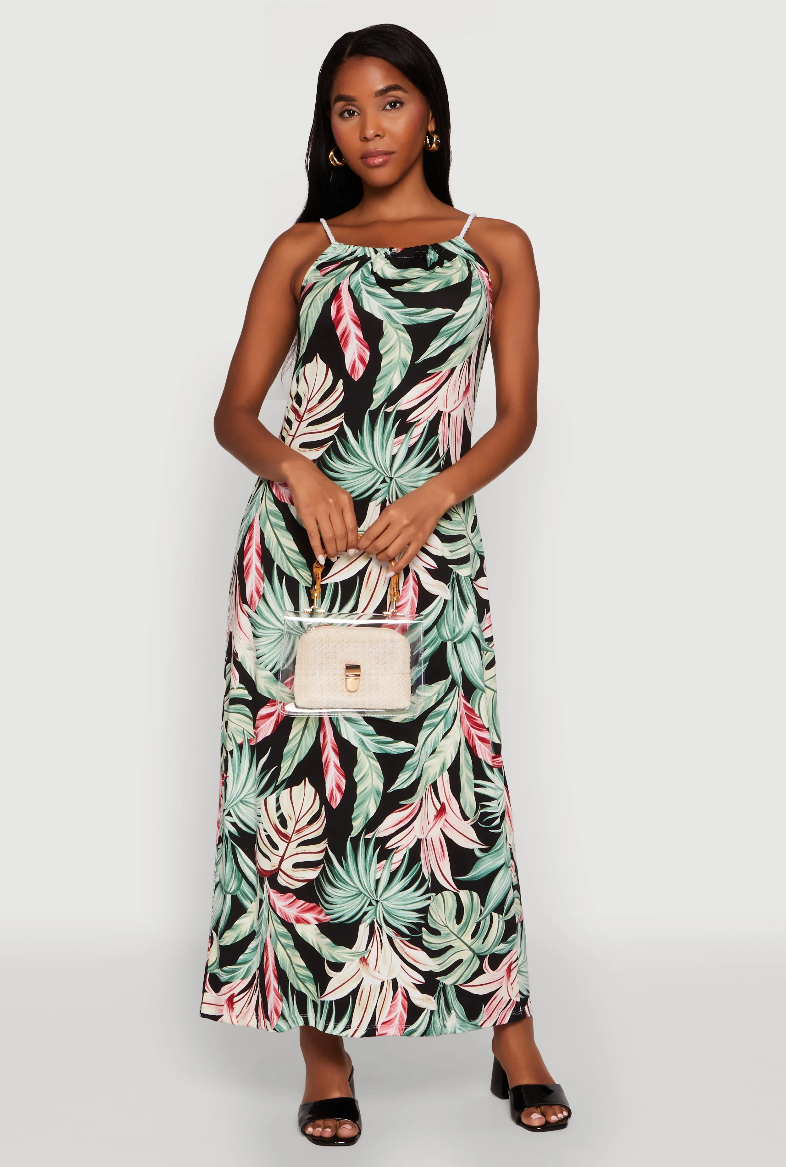 Tropical Leaf Print Maxi Sundress sold by Rainbow product image thumbnail 2