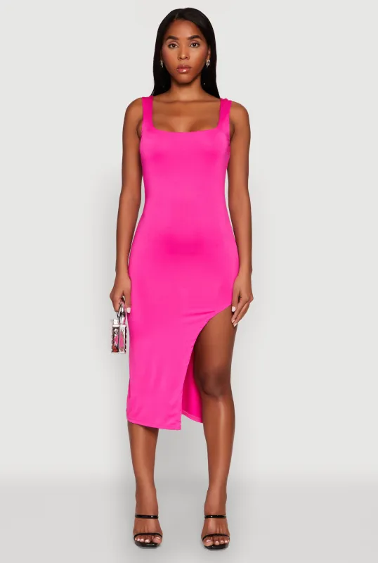 Asymmetrical Side Slit Midi Dress sold by Rainbow